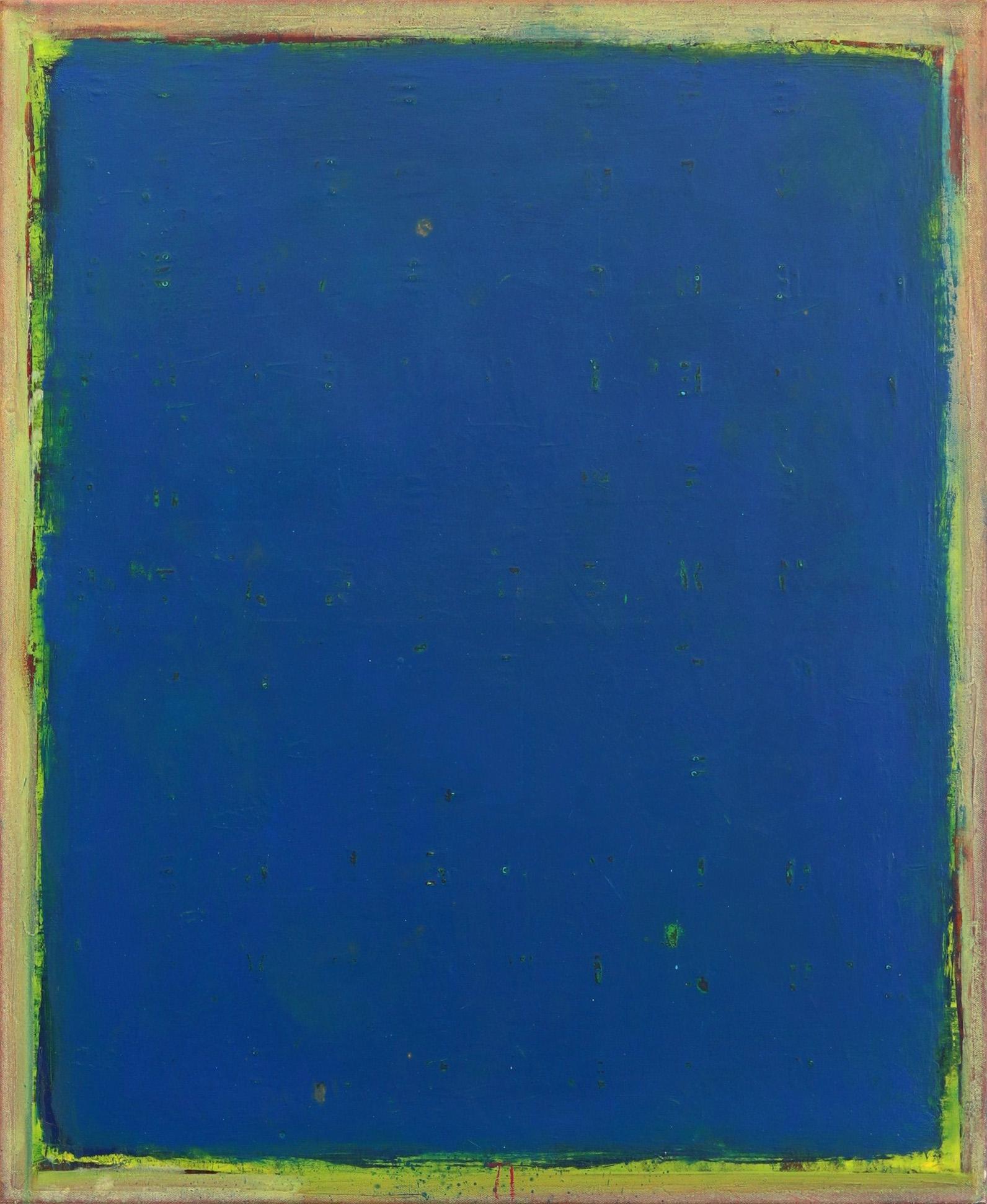 AWH 280 - Pittura ad olio originale astratta espressionista blu minimalista - Mixed Media Art di Bernhard Zimmer