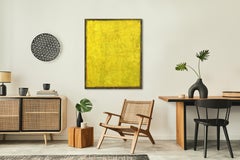 AWH 282 - Pittura ad olio originale espressionista astratta con campo di colore giallo brillante