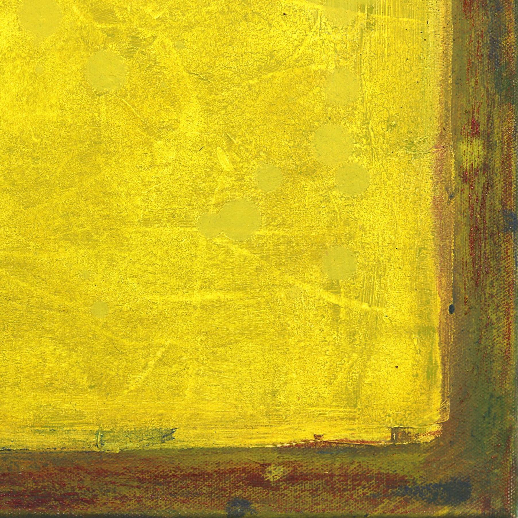 AWH 282 - Pittura ad olio originale espressionista astratta con campo di colore giallo brillante in vendita 3
