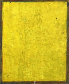 AWH 282 - Peinture à l'huile expressionniste abstraite originale jaune vif Colorfield