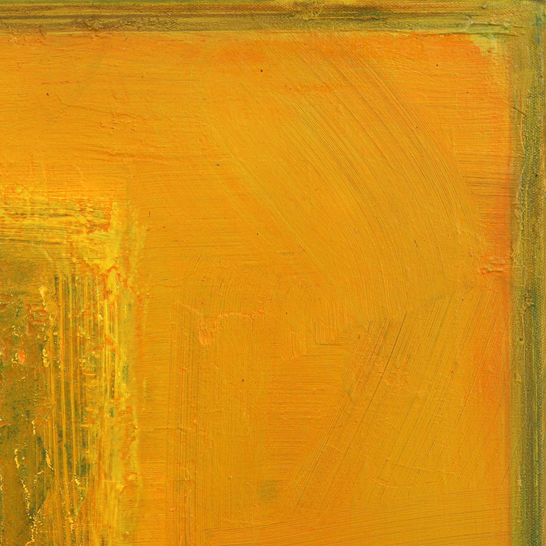 AWH284 - Original Abstract Textured Yellow Expressionist Colorfield Oil Painting For Sale 1