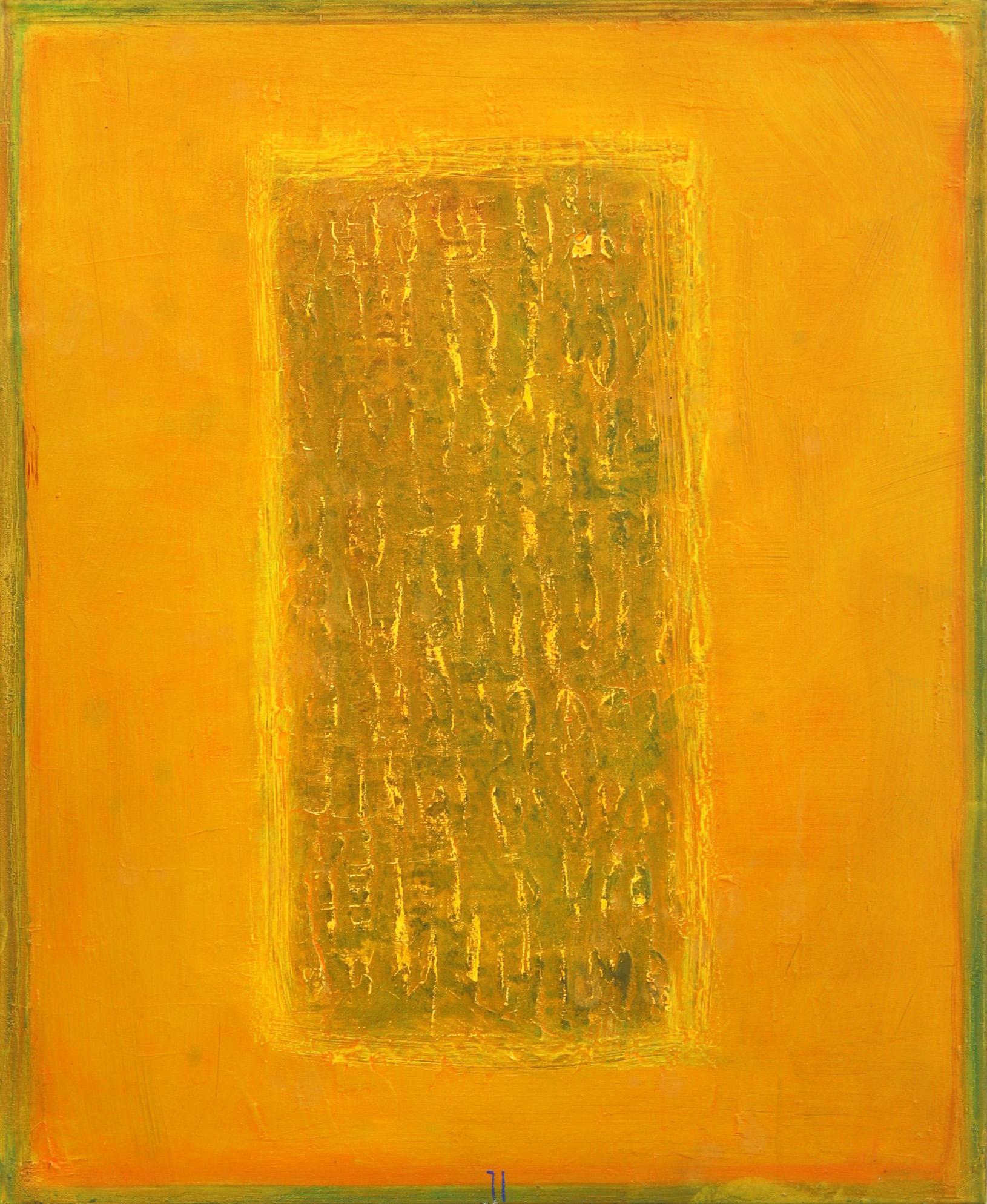 AWH284 - Original Abstraktes, strukturiertes, gelbes expressionistisches Farbfeld-Ölgemälde, Original – Mixed Media Art von Bernhard Zimmer
