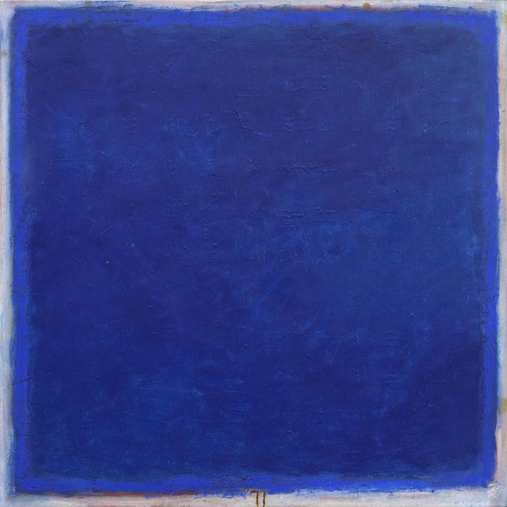 Bernhard Zimmer Abstract Painting – AWH 285 - Original Abstract Ultramarine Blue Minimalist Colorfield Oil Painting
