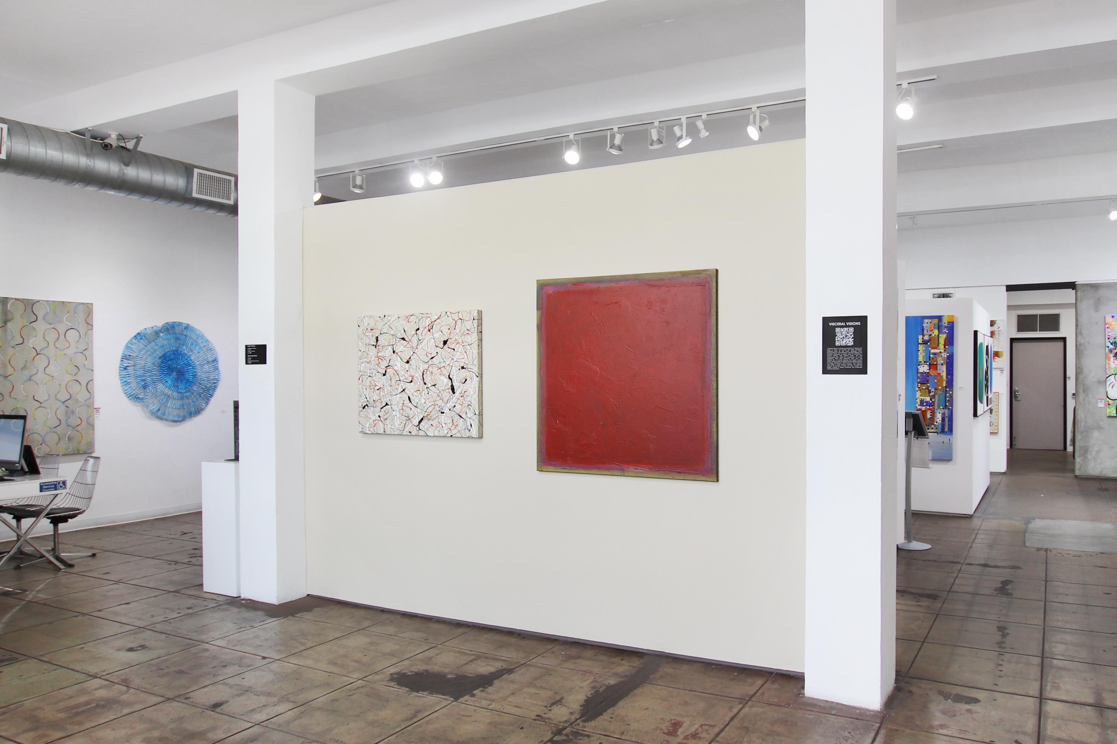 AWH 286 - Pittura ad olio originale astratta espressionista rossa e minimalista in vendita 4