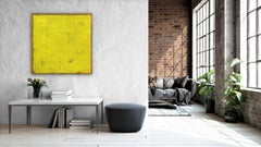 AWH 287 - Pittura ad olio originale astratta gialla espressionista moderna a campi colorati