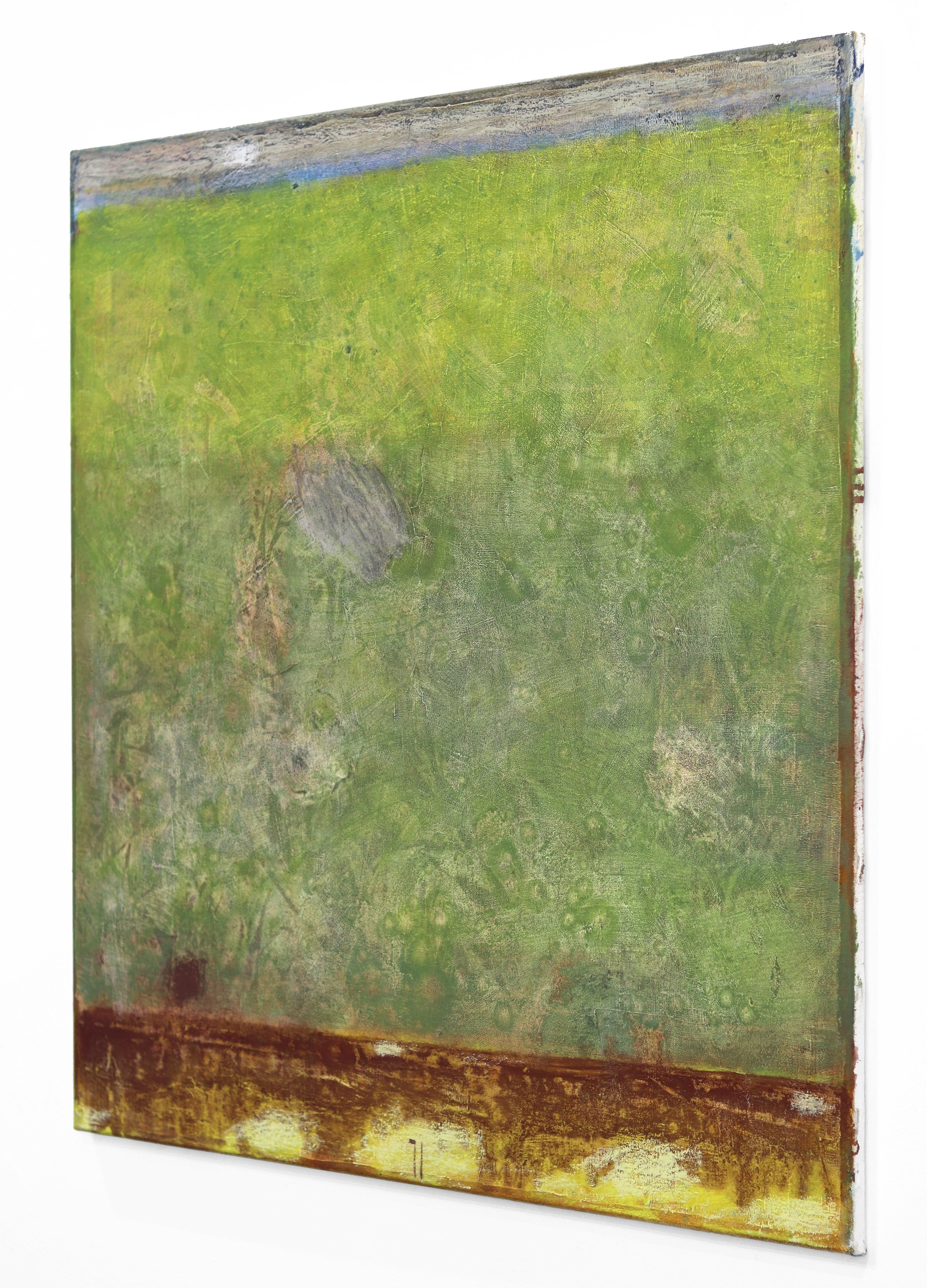 AWH 313 - Peinture à l'huile expressionniste abstraite originale Green Colorfield en vente 1