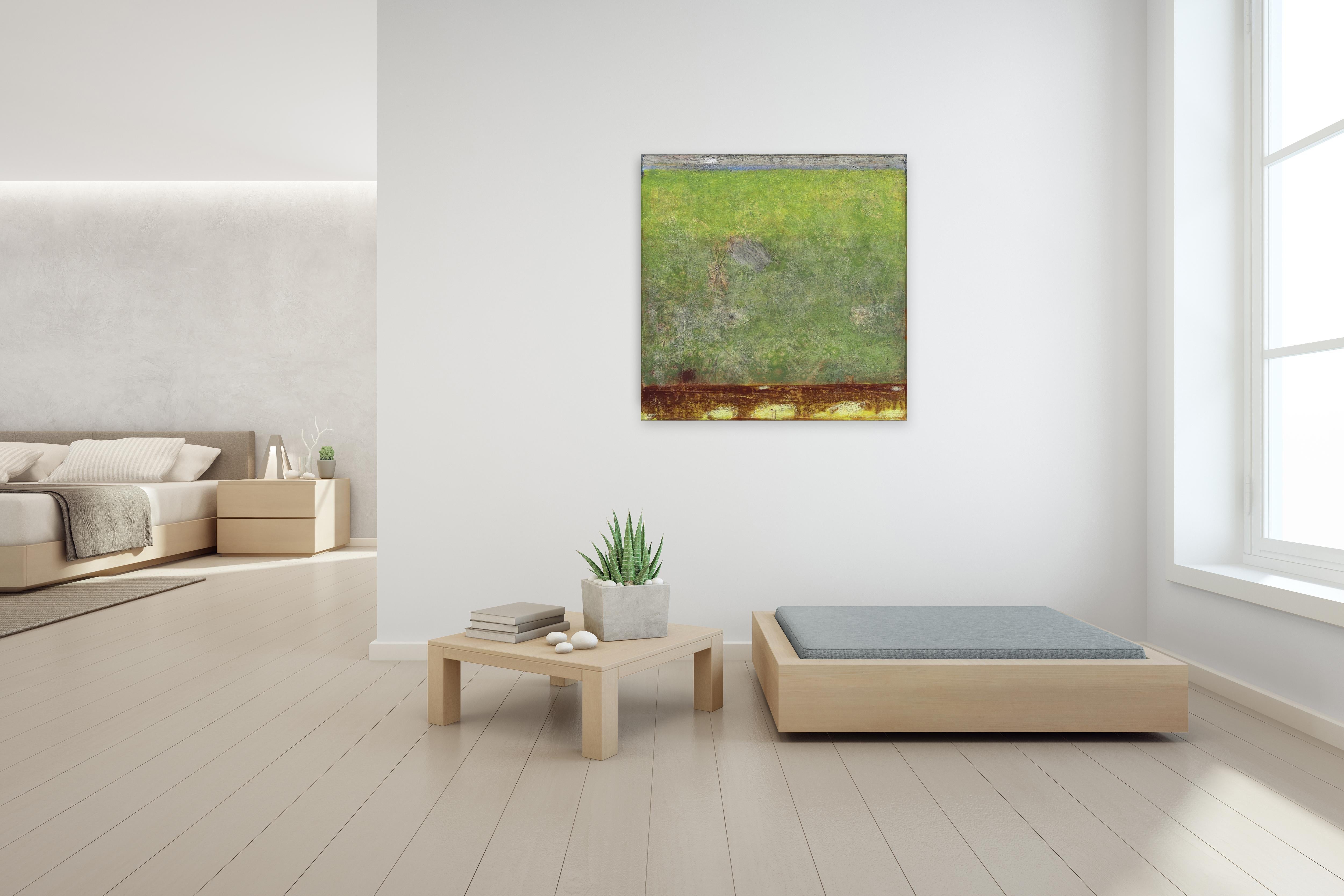 AWH 313 - Original Abstract Expressionist Green Colorfield Oil Painting For Sale 3