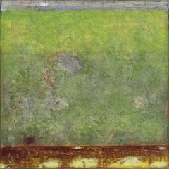 AWH 313 - Peinture à l'huile expressionniste abstraite originale Green Colorfield
