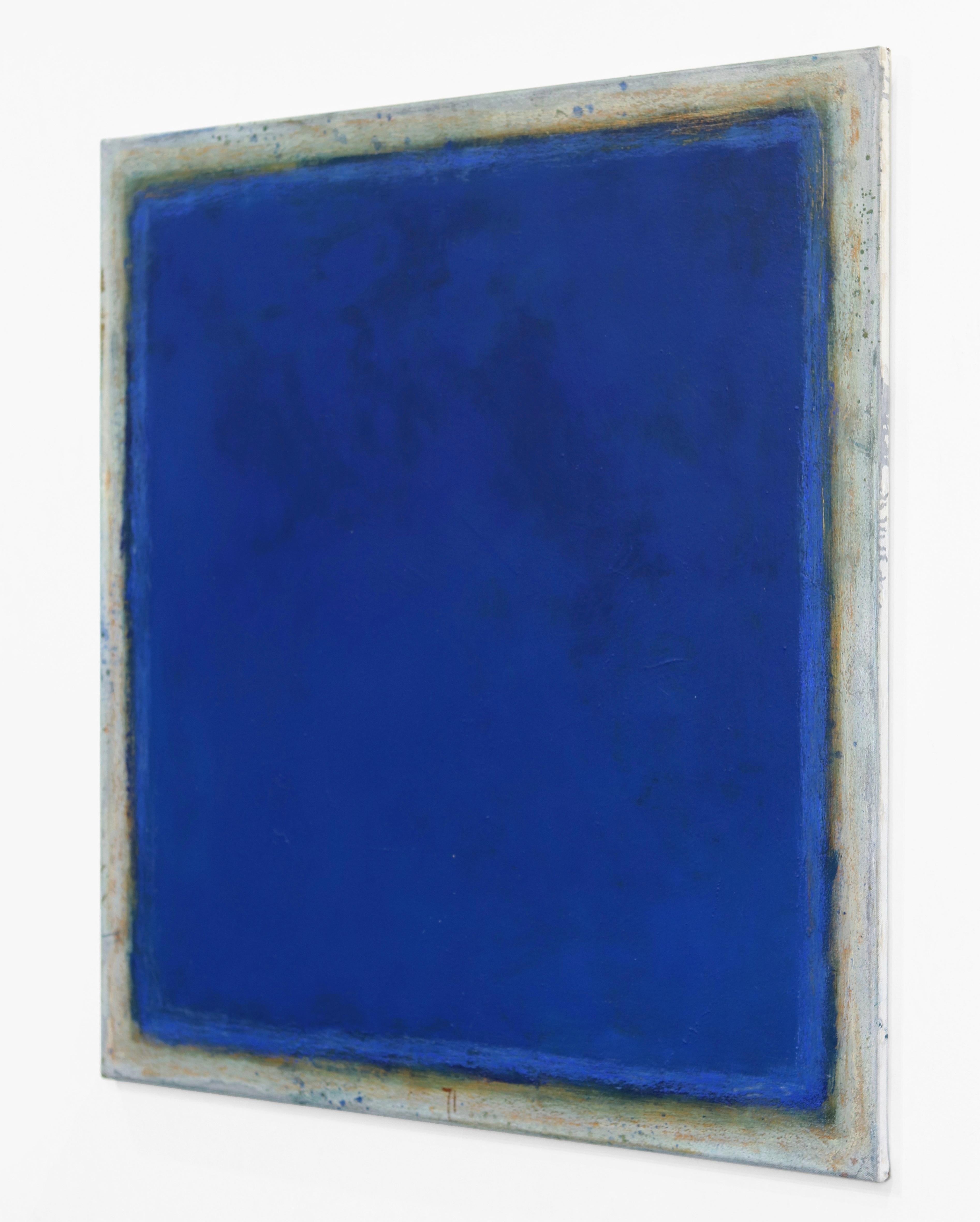 AWH 315 - Peinture à l'huile expressionniste abstraite originale Bleu Colorfield en vente 1