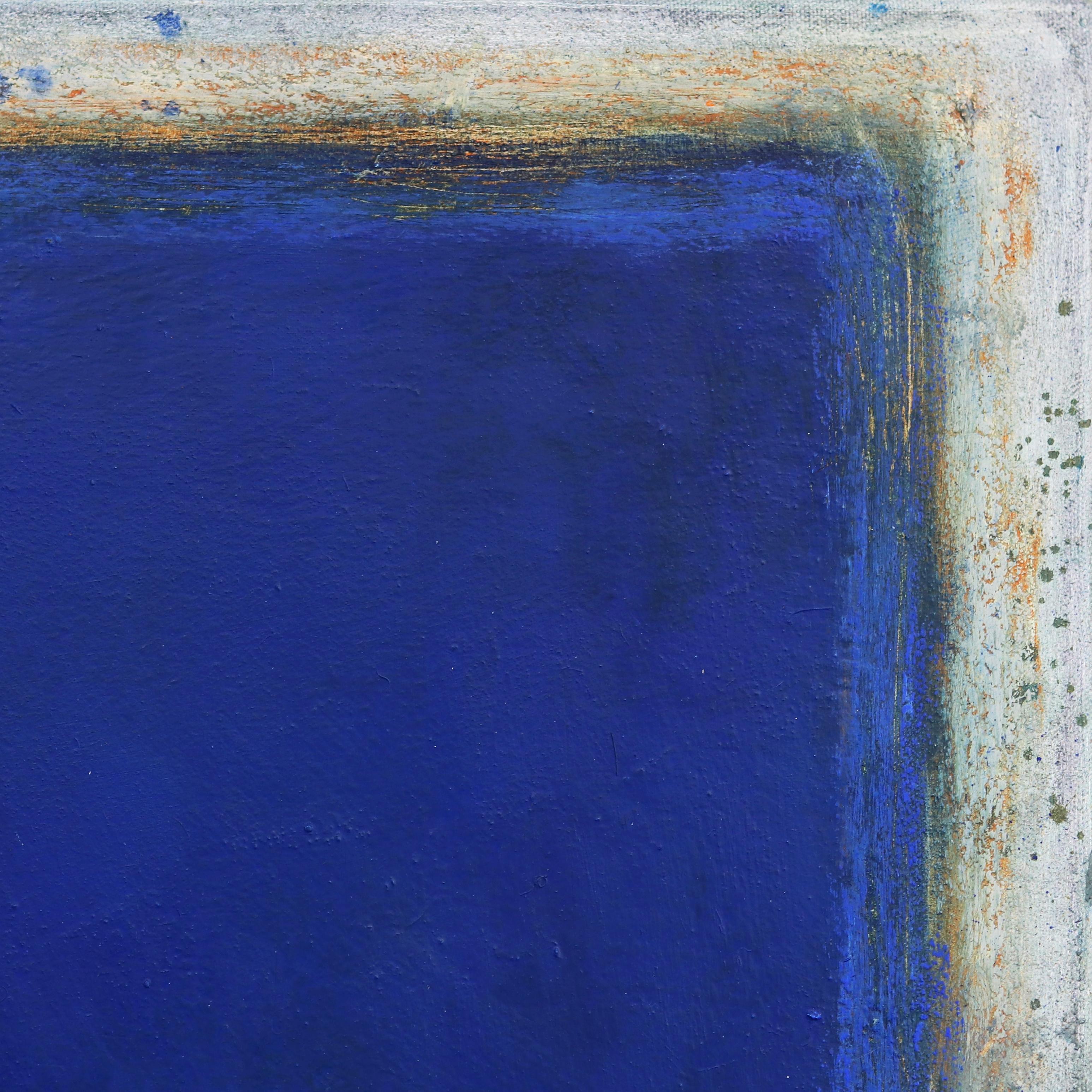 AWH 315 - Peinture à l'huile expressionniste abstraite originale Bleu Colorfield en vente 2