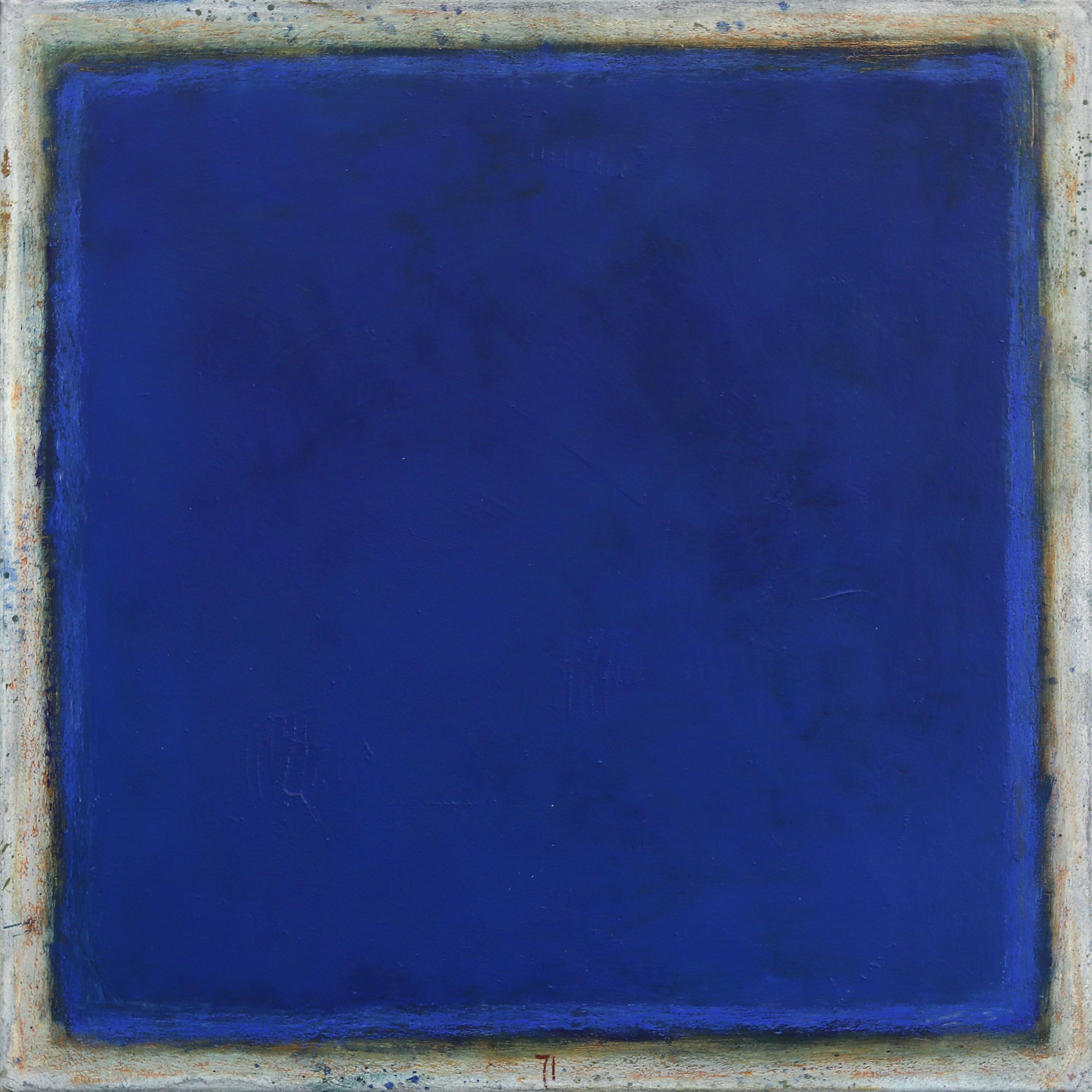 AWH 315 - Peinture à l'huile expressionniste abstraite originale Bleu Colorfield