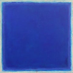 AWH 316 - Peinture à l'huile expressionniste abstraite originale Bleu Colorfield
