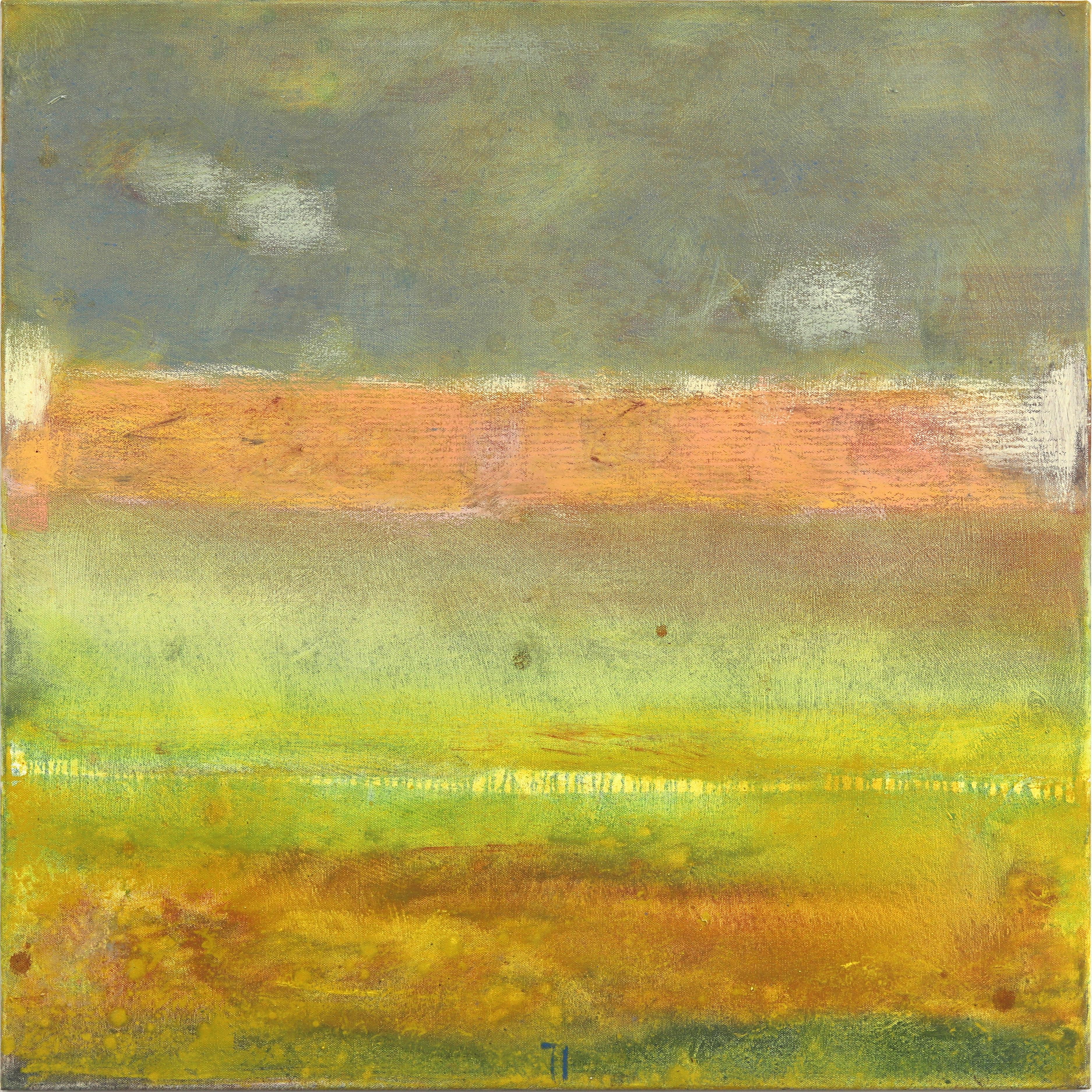 AWH 323 - Pintura al óleo original Expresionista abstracto Campo de color amarillo