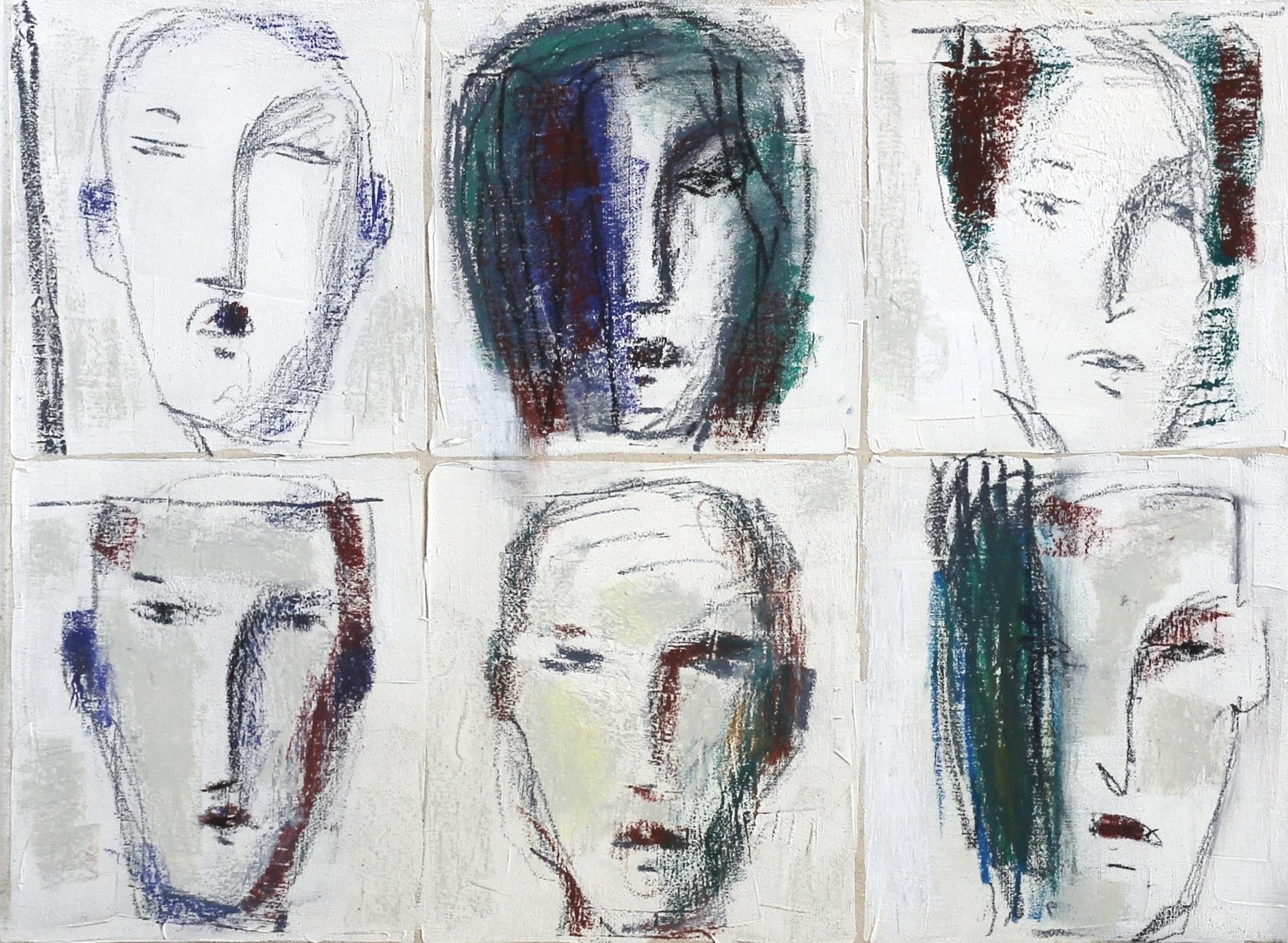 Caras 25 - Retrato abstracto figurativo Pintura al óleo original en capas sobre lienzo - Painting Expresionismo abstracto de Bernhard Zimmer