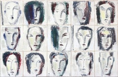 Faces 25 - Peinture à l'huile originale abstraite figurative sur toile