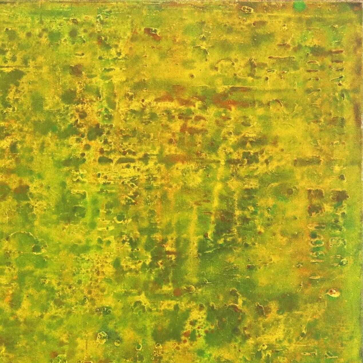 SE 33 - Pittura ad olio originale espressionista astratta con colori verde e giallo in vendita 2