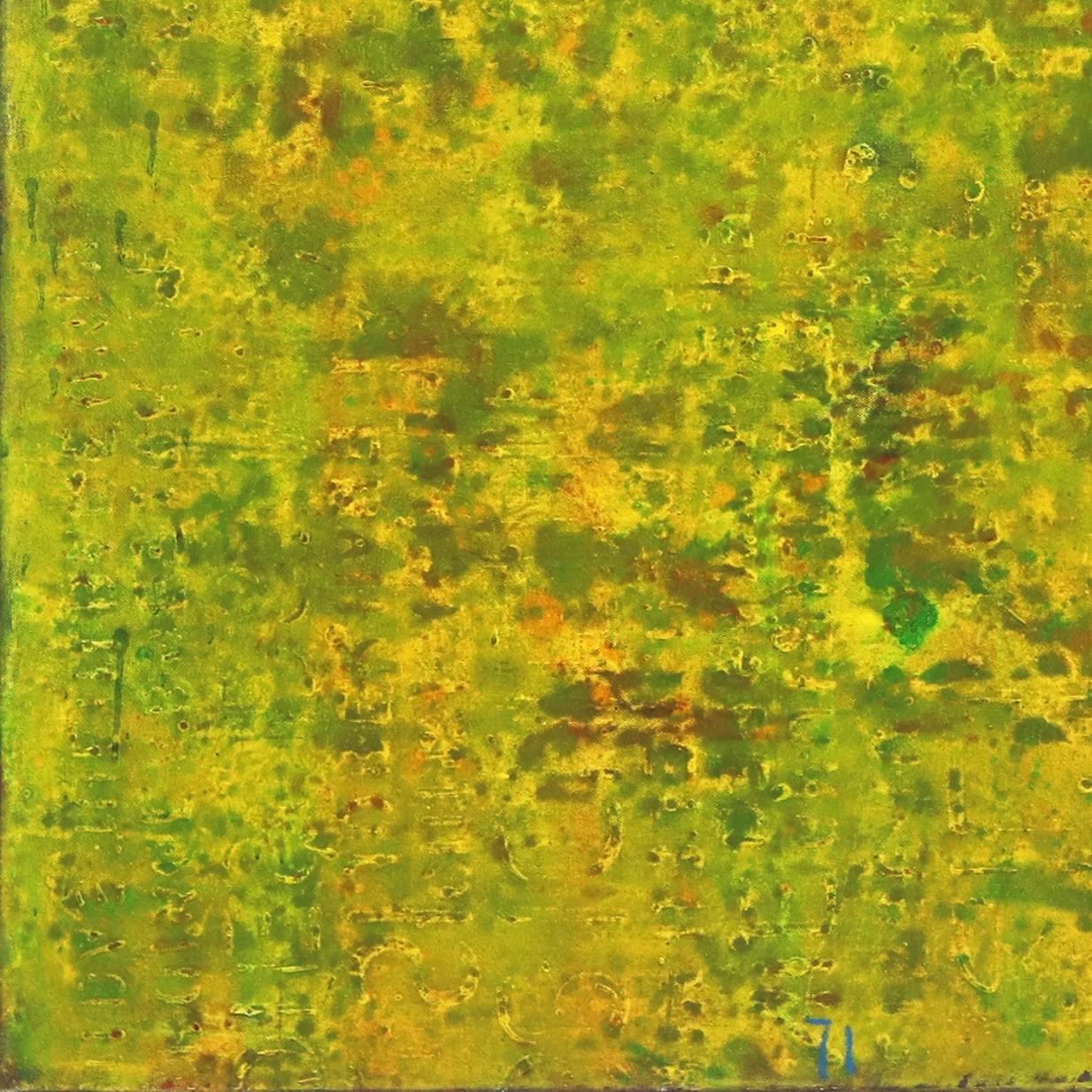 SE 33 - Pittura ad olio originale espressionista astratta con colori verde e giallo in vendita 4