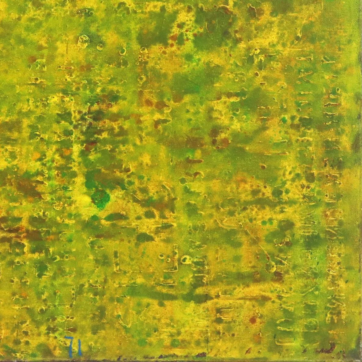 SE 33 - Pittura ad olio originale espressionista astratta con colori verde e giallo in vendita 5