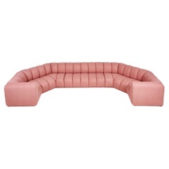Used Bernhardt 3 Piece Sectional Channel Tufted Pink Bouclé, 1970