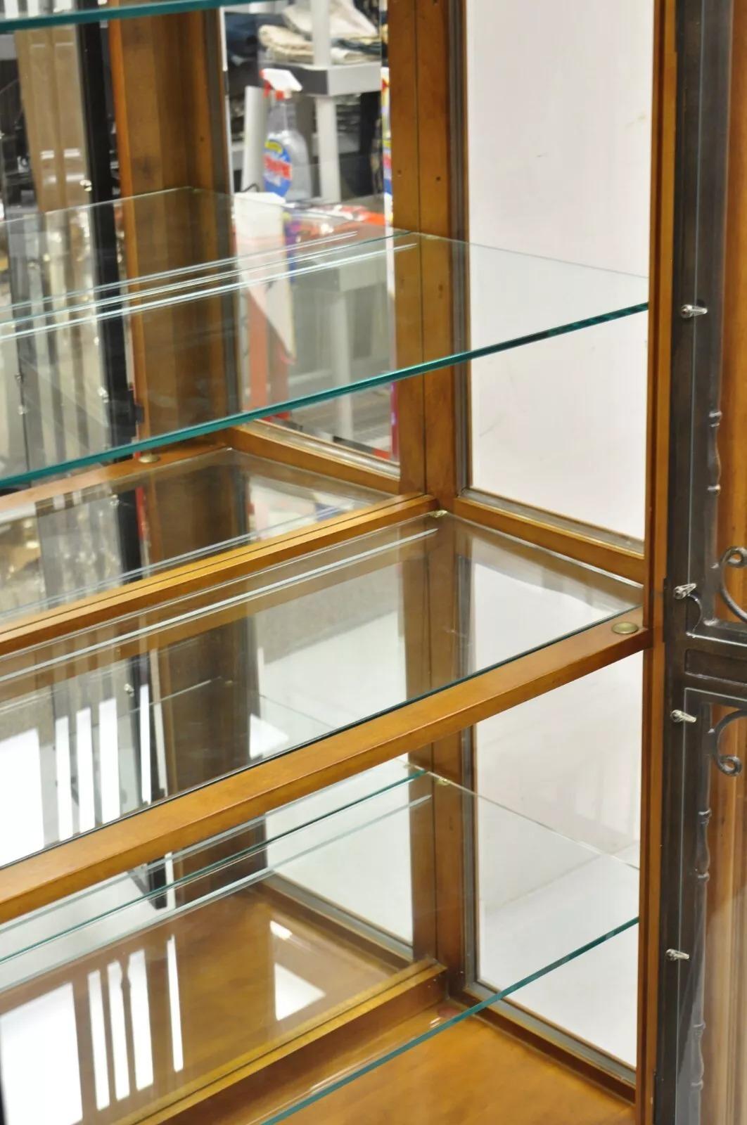Bernhardt 354-356 Vitrina Curio China Moderna Cerezo y Puerta de Hierro Iluminada en venta 6