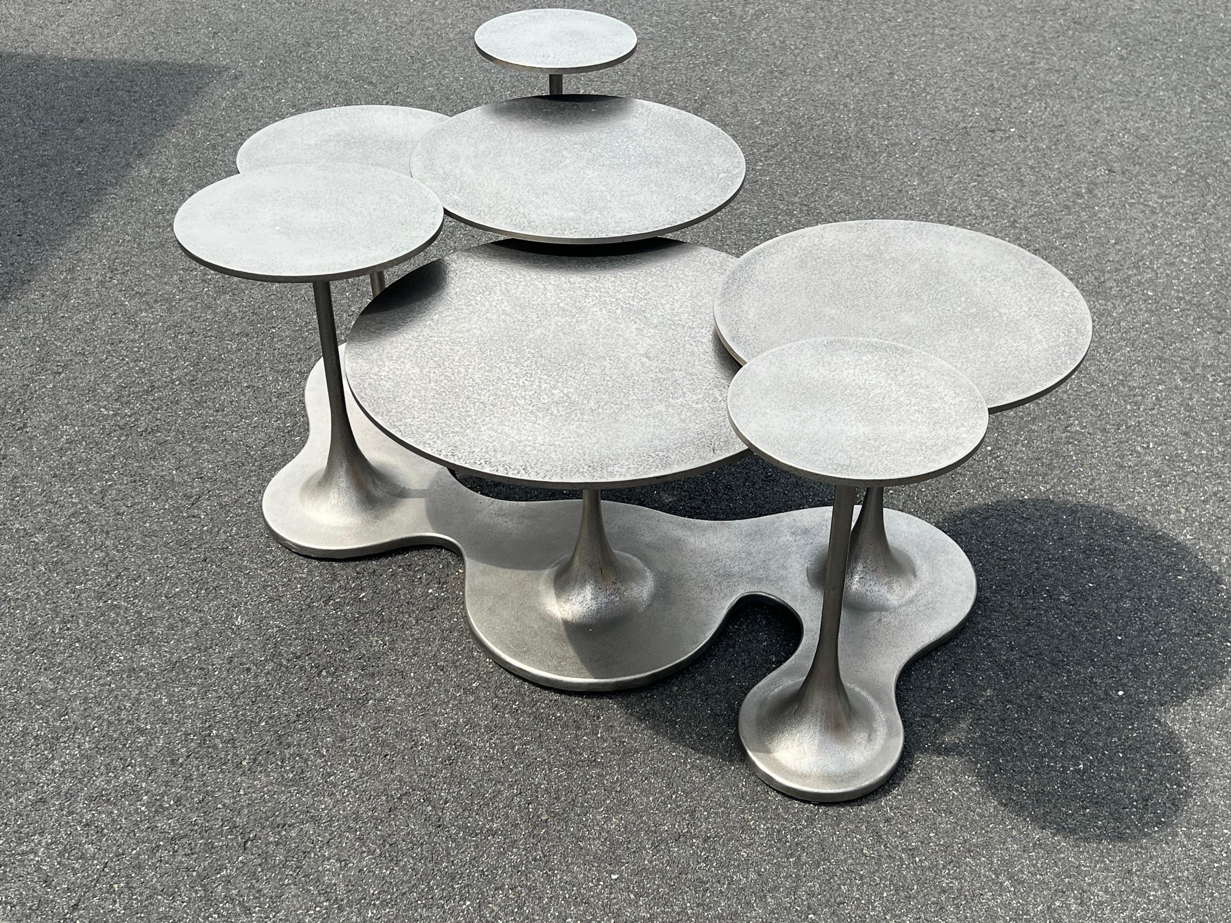 Bernhardt Aluminum Pedestal Coffee Table  4