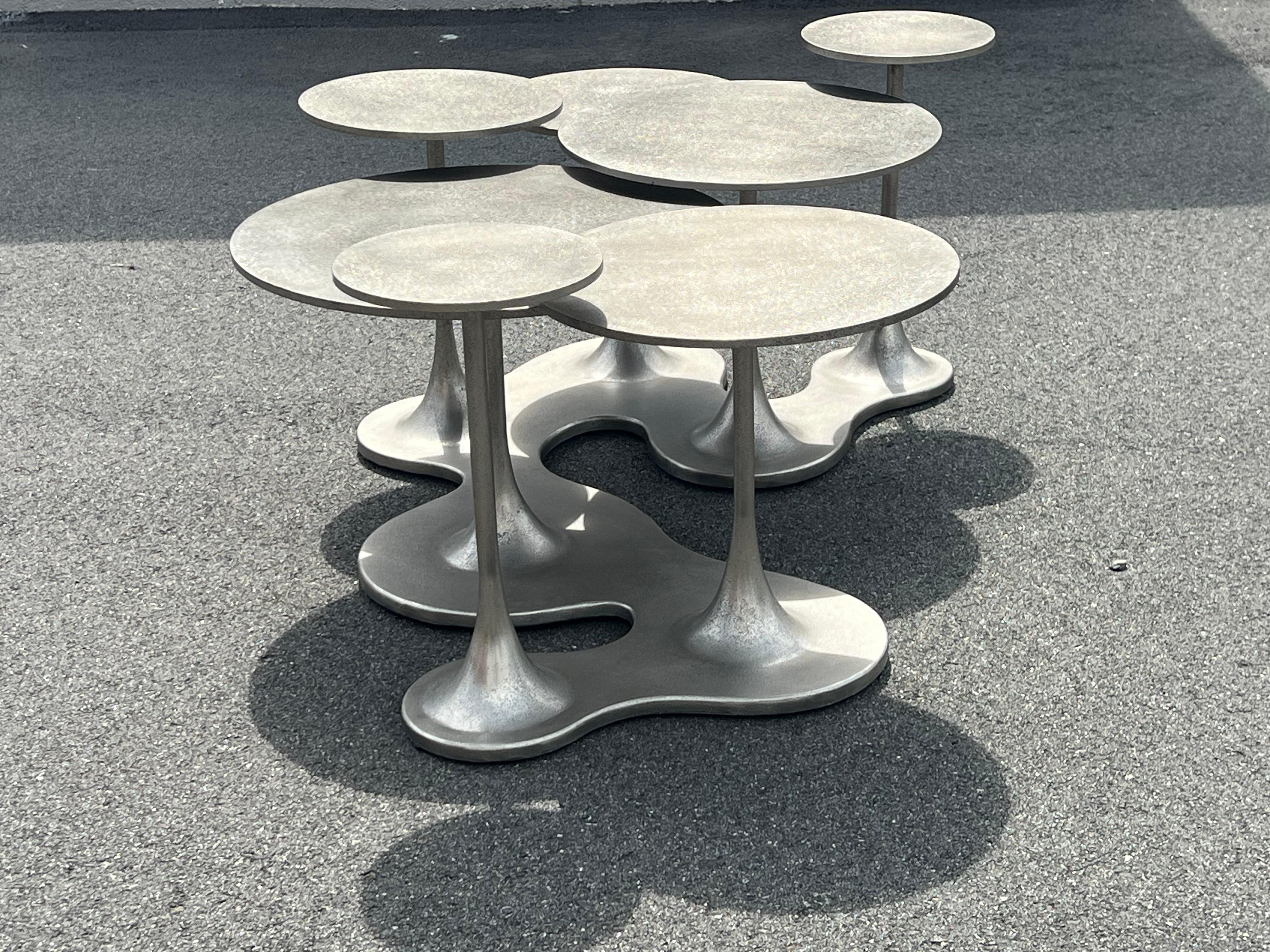 Bernhardt Aluminum Pedestal Coffee Table  5