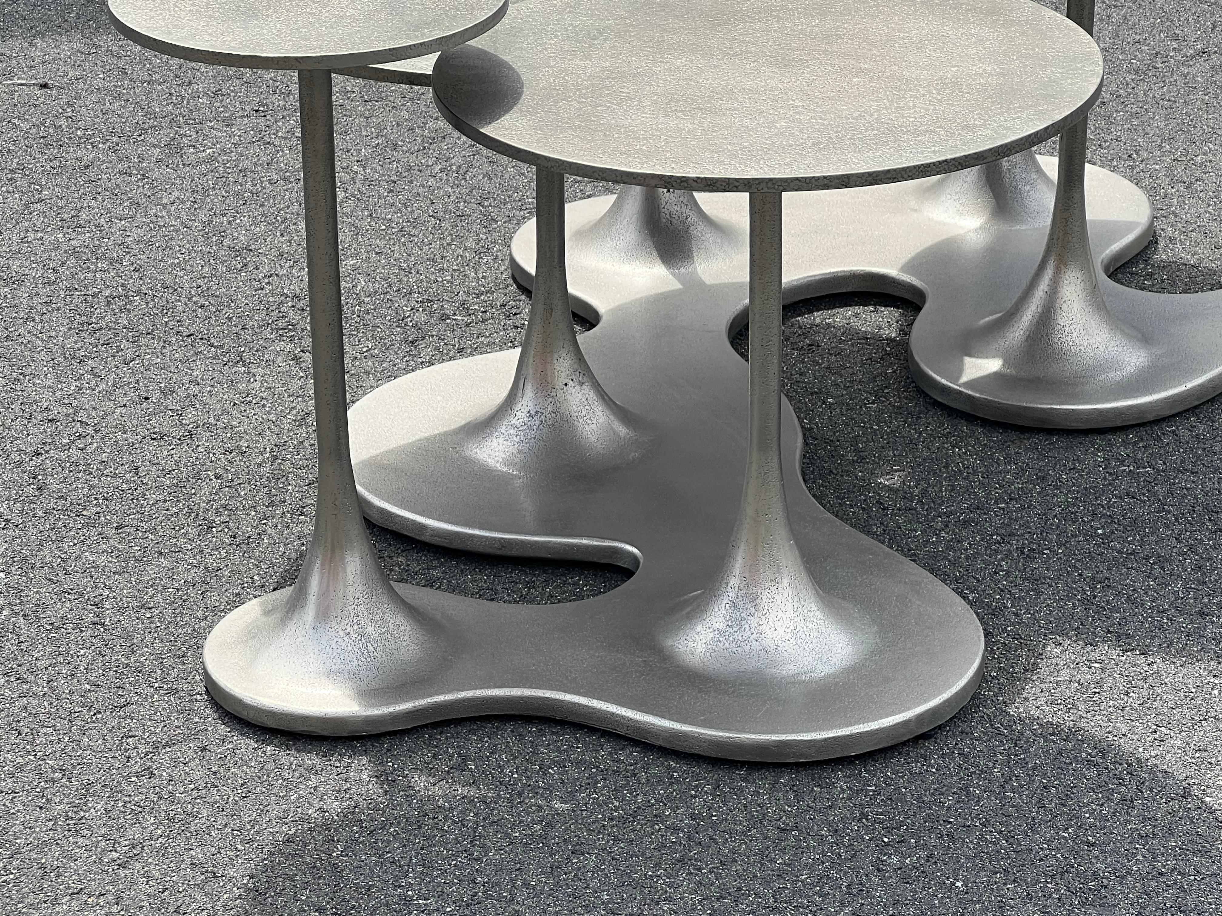 Brutalist Bernhardt Aluminum Pedestal Coffee Table 