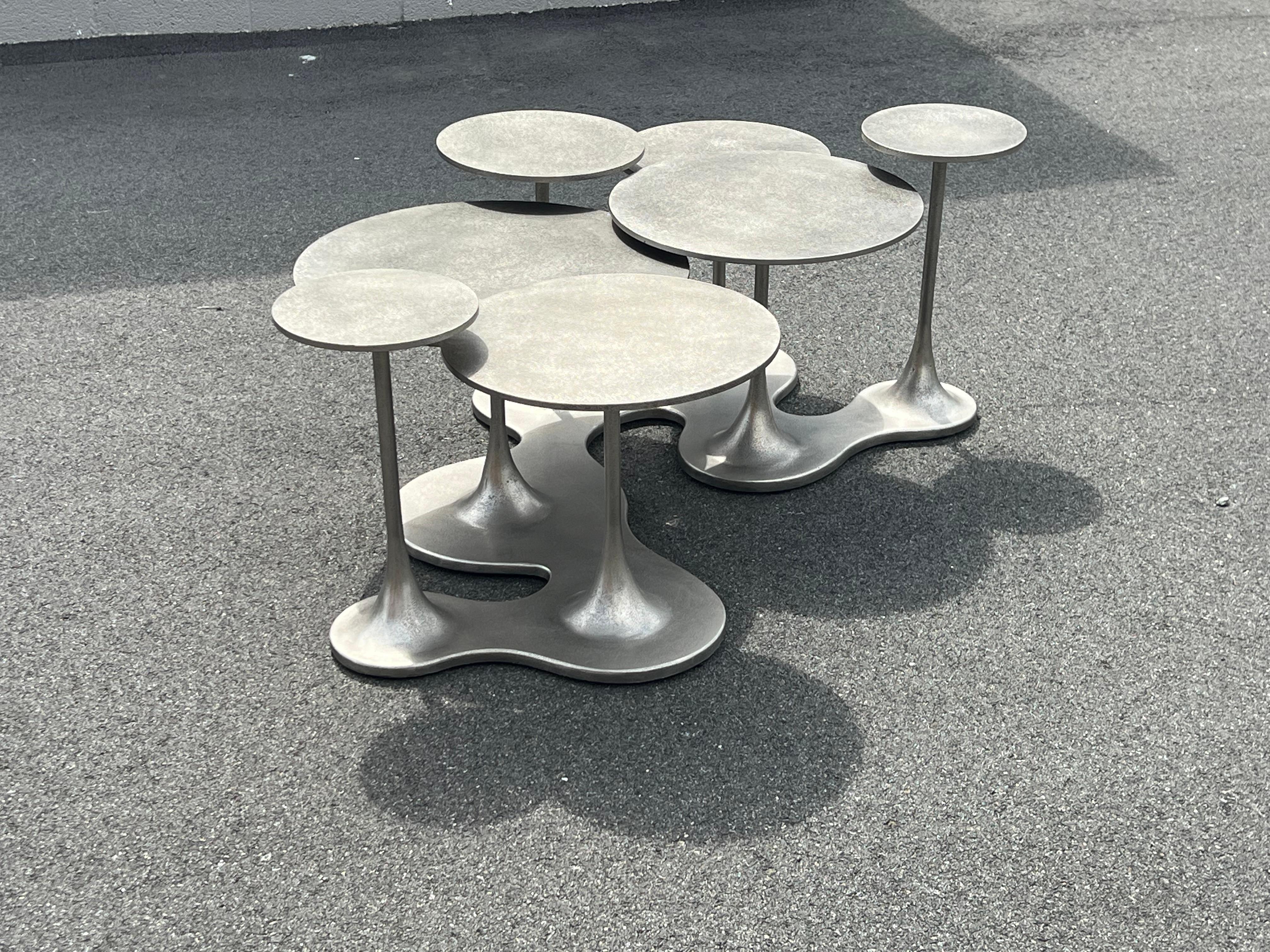 American Bernhardt Aluminum Pedestal Coffee Table 