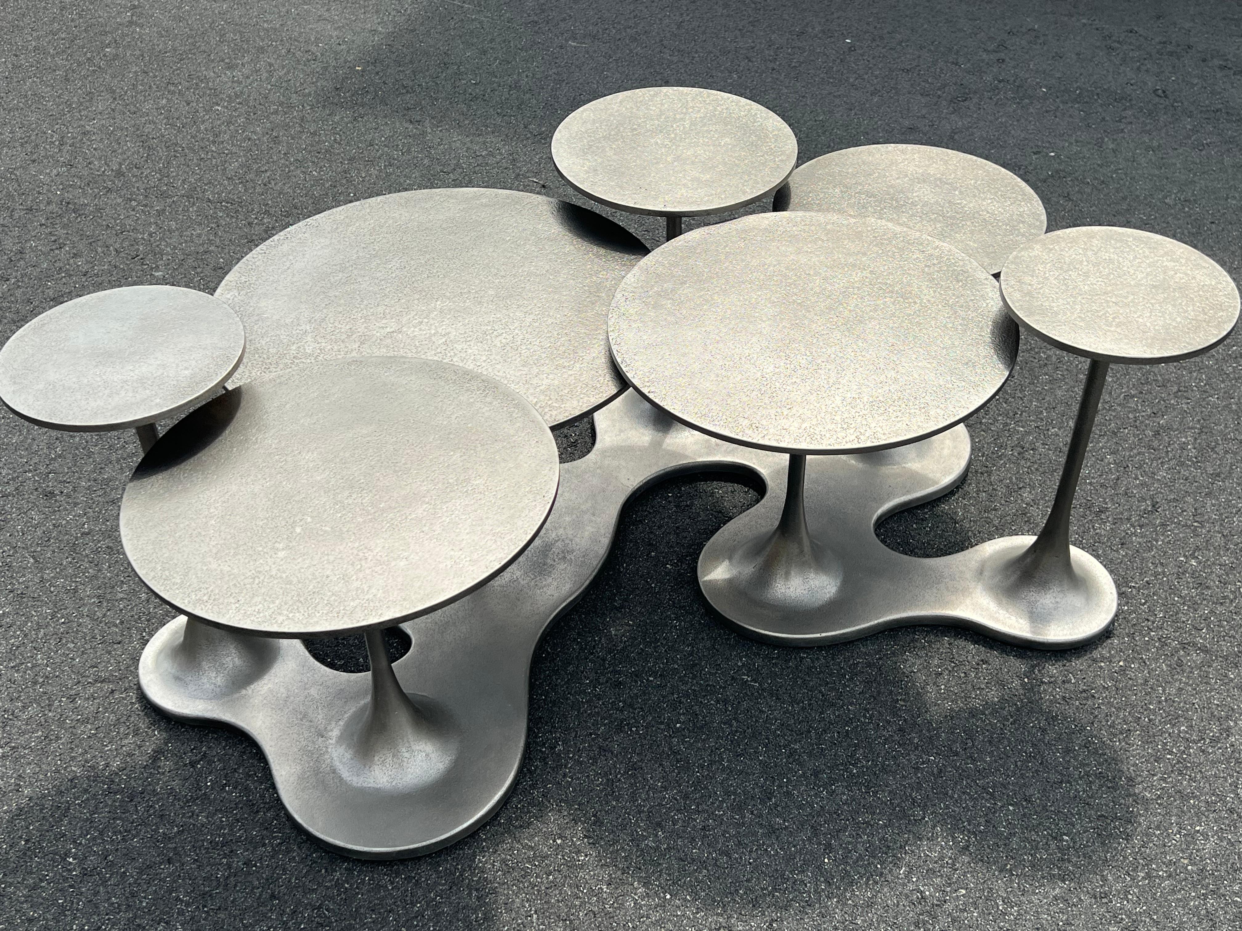 Bernhardt Aluminum Pedestal Coffee Table  1