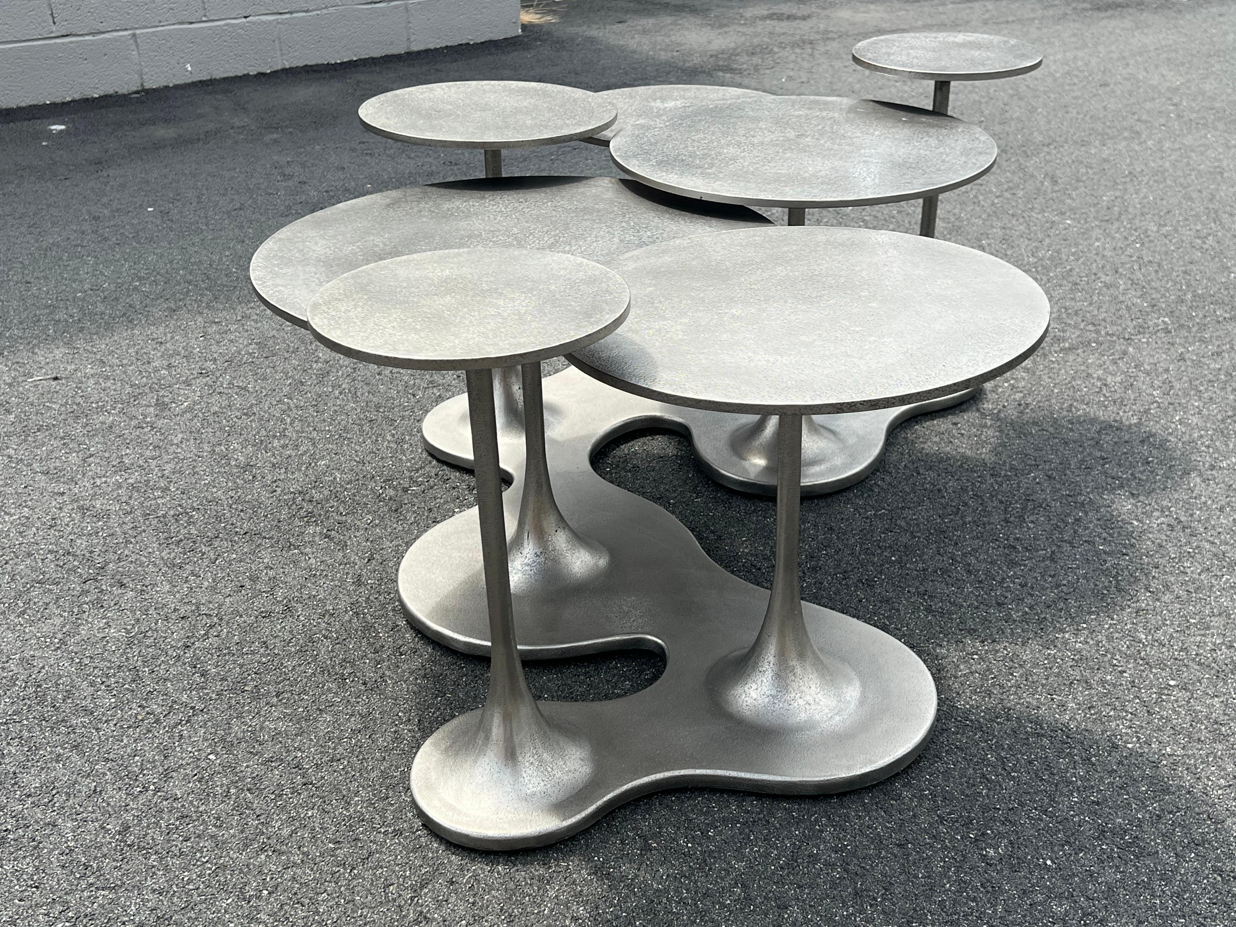 Bernhardt Aluminum Pedestal Coffee Table  2