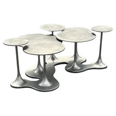 Bernhardt Aluminum Pedestal Coffee Table 