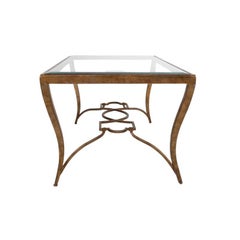 Bernhardt Antiqued Gilt Metal and Glass Cocktail Table