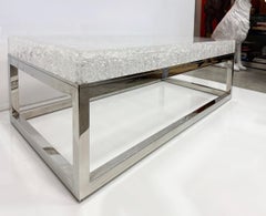 Bernhardt Artic Frame Solid Acrylic Ice Pattern Coffee Table on Stainless Steel