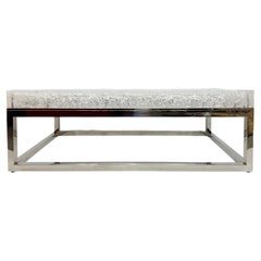 Bernhardt Artic Frame Solid Acrylic Ice Pattern Coffee Table on Stainless Steel