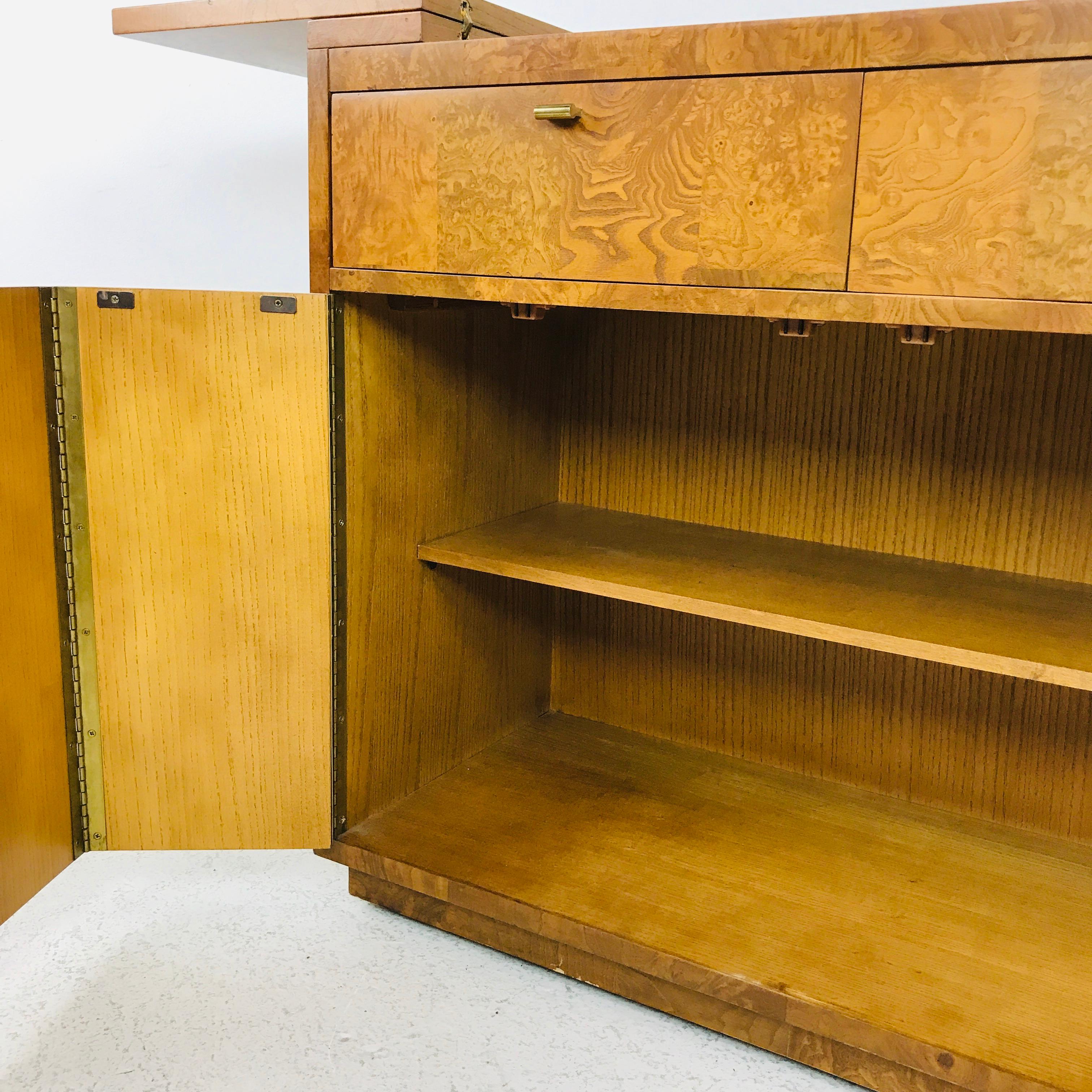 Mid-Century Modern Bernhardt Burl Wood Bar Cabinet