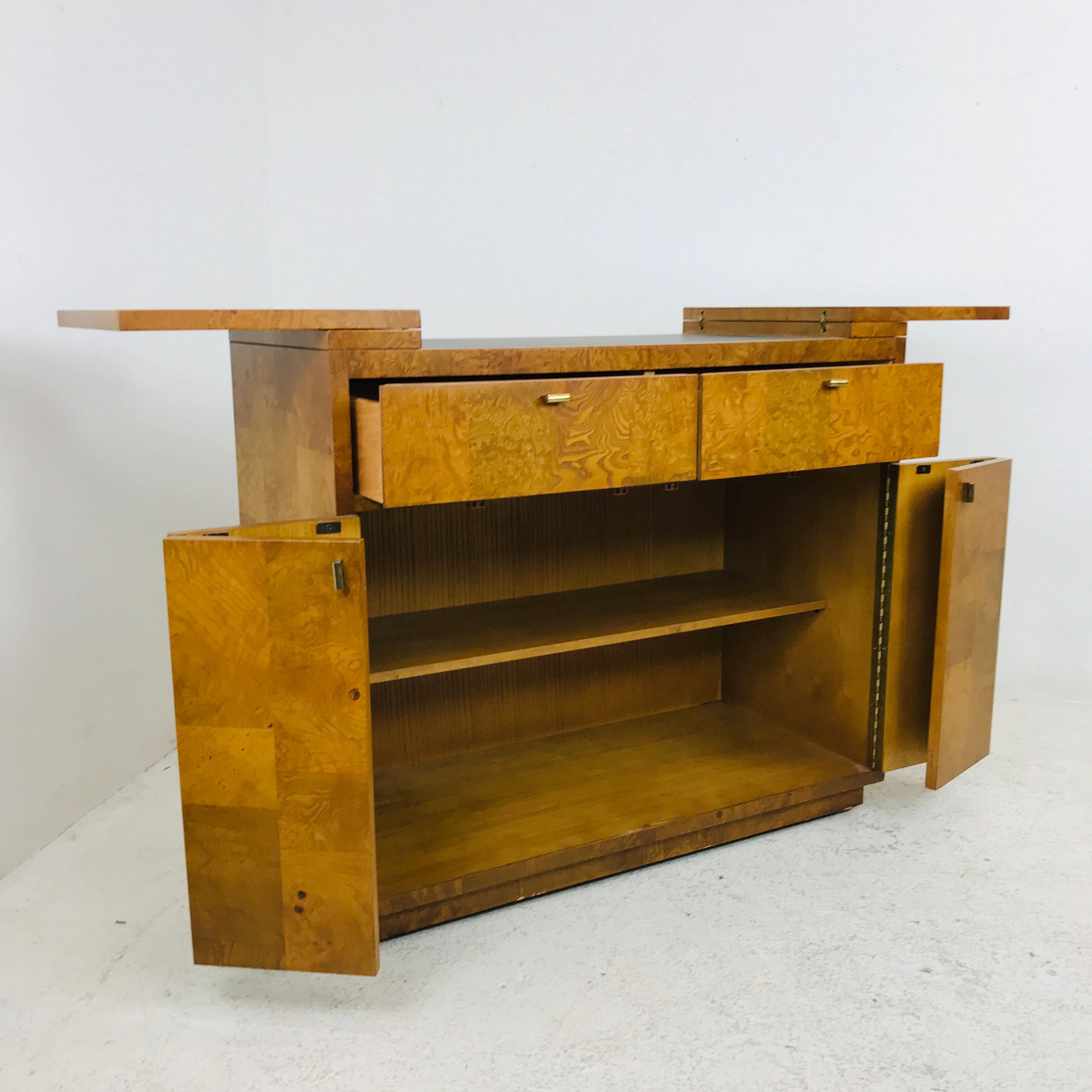 American Bernhardt Burl Wood Bar Cabinet