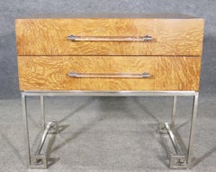 Bernhardt Burled Walnut Chrome Mid-Century Modern Buffet Server
