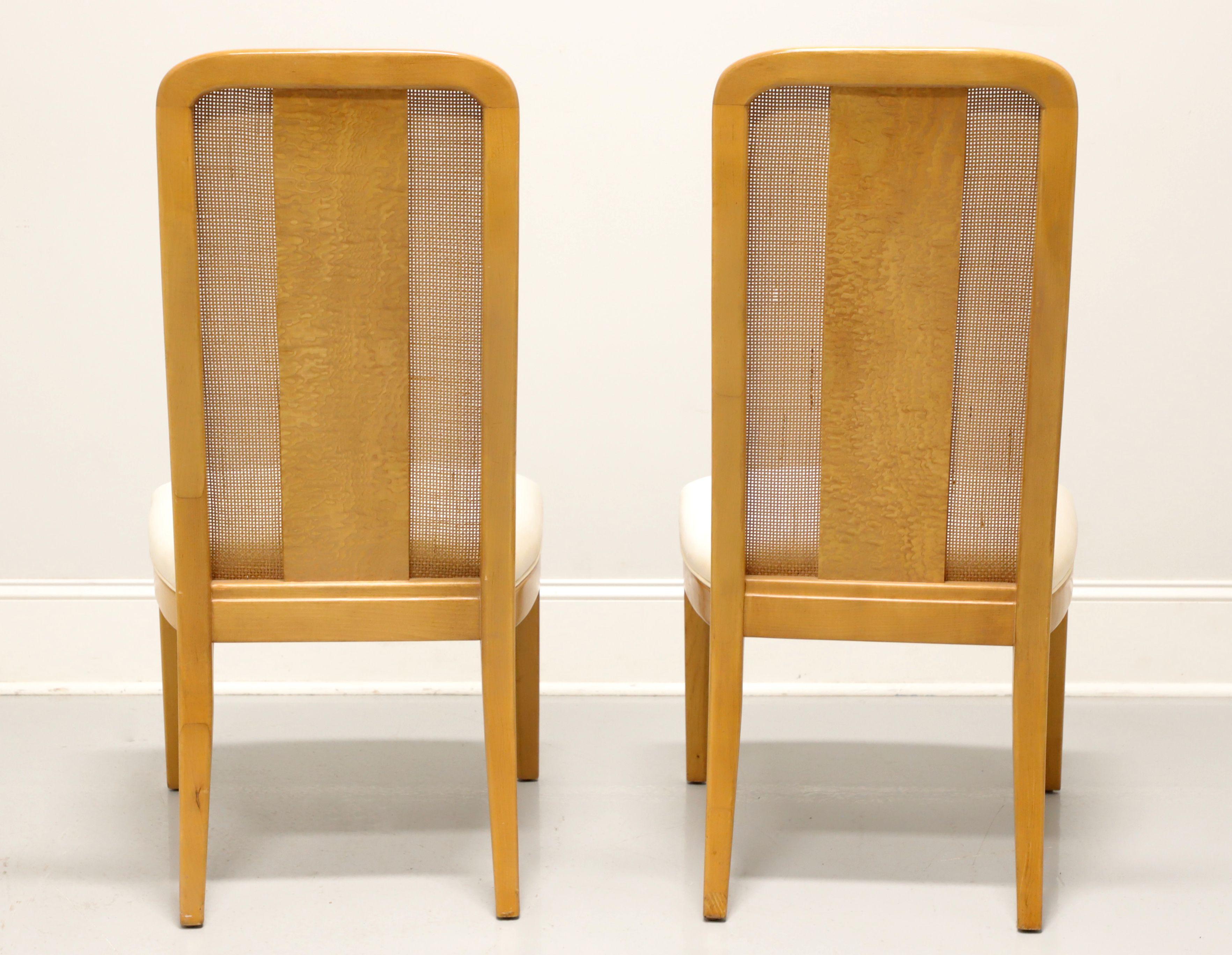 BERNHARDT Caned Burl Maple Contemporary Dining Side Chair - Pair B In Good Condition For Sale In Charlotte, NC