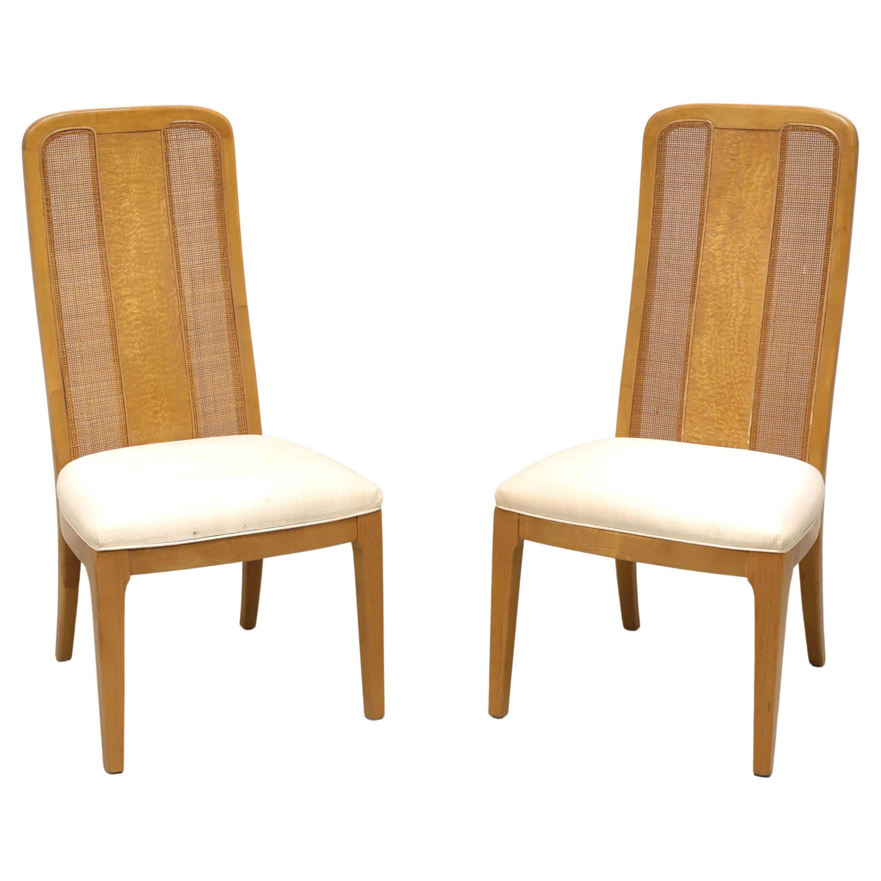 BERNHARDT Caned Burl Maple Contemporary Dining Side Chair - Pair B For Sale