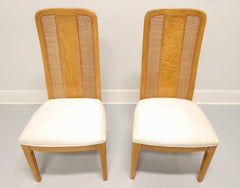 BERNHARDT Caned Burl Maple Contemporary Dining Side Chair - Pair A