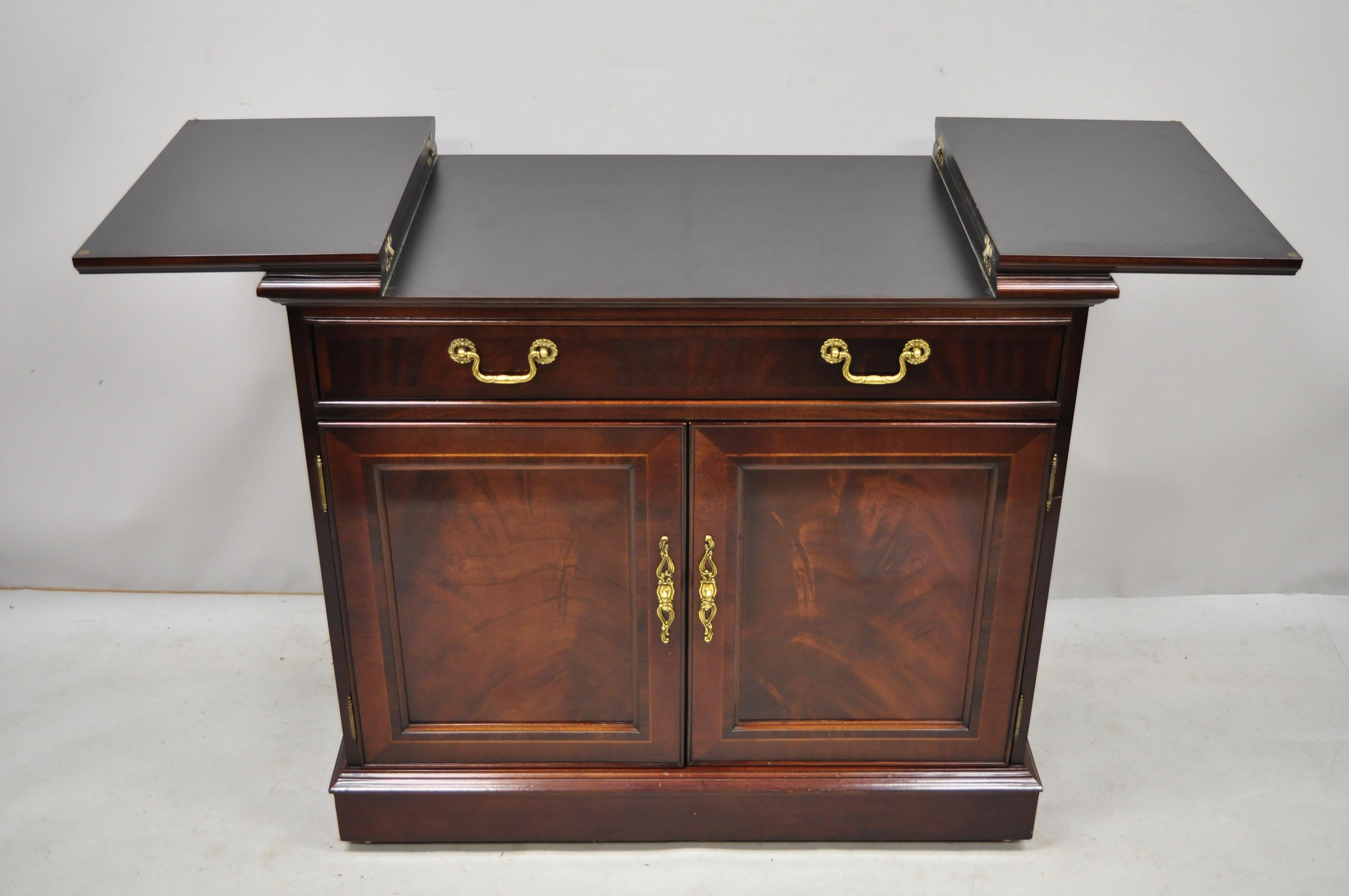 Bernhardt Centennial Collection Mahogany Flip Top Rolling Bar Cart Server 2