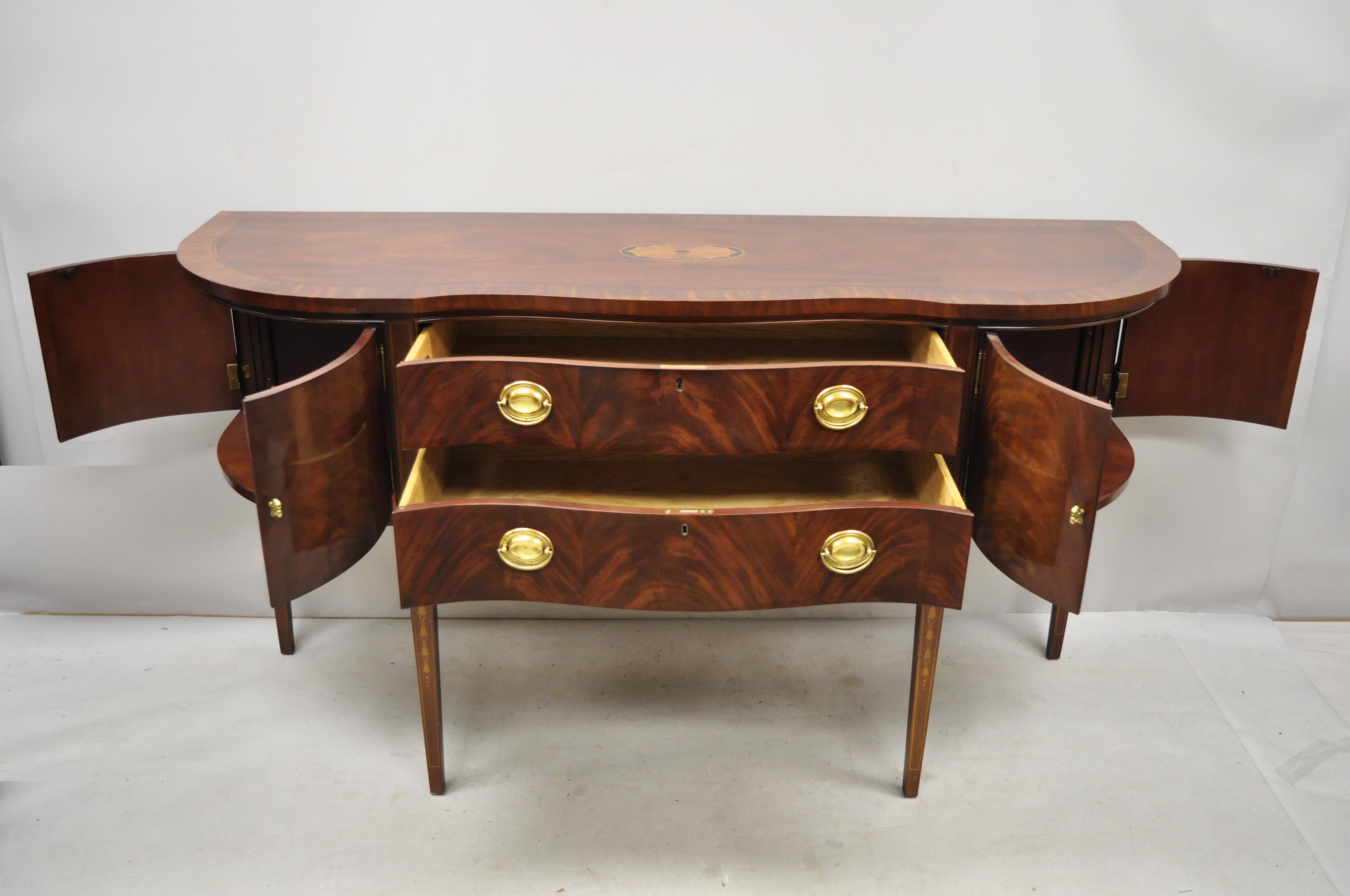 Brass Bernhardt Centennial Collection Mahogany Serpentine Front Hepplewhite Sideboard