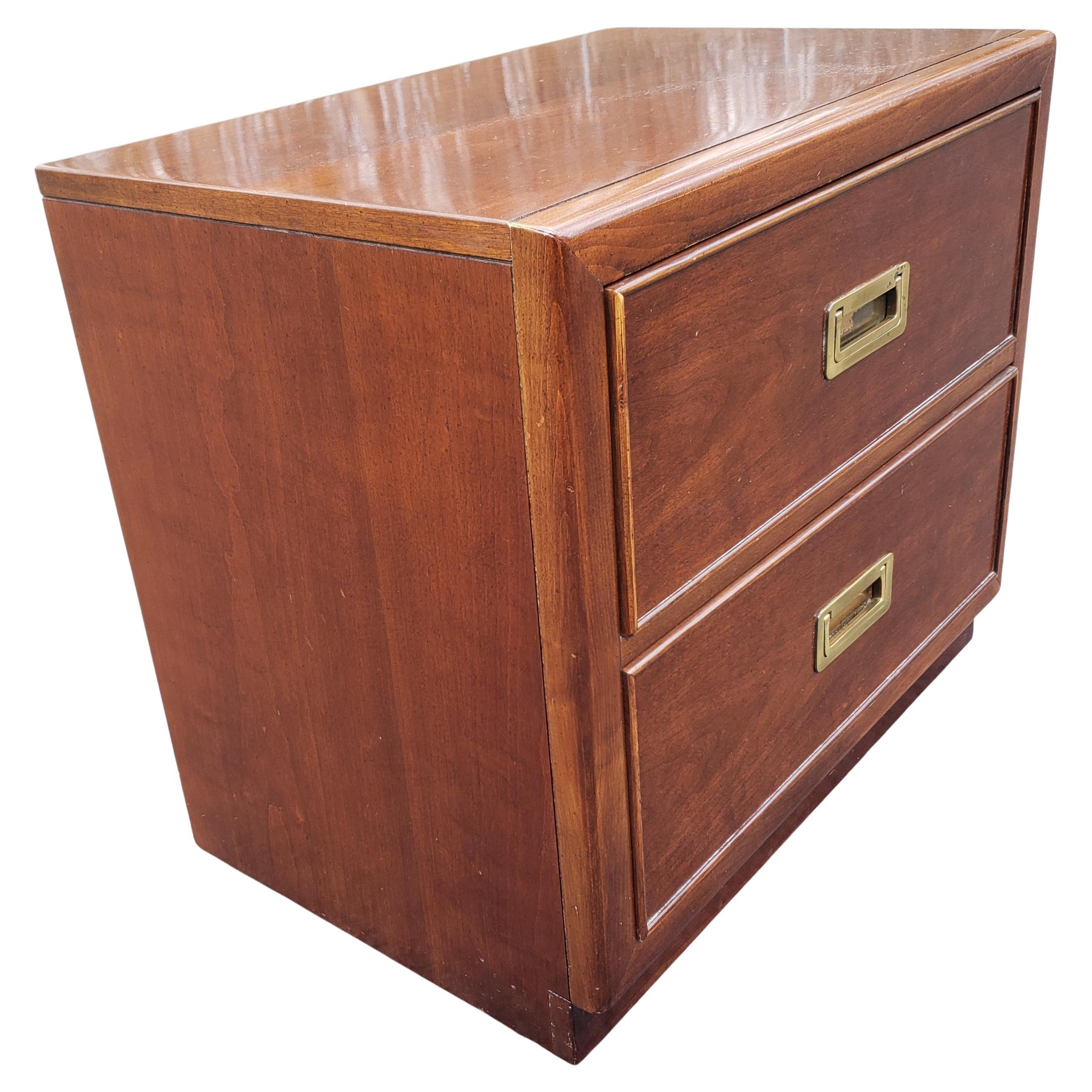 American Bernhardt Cherry Campaign Style Nightstand  For Sale