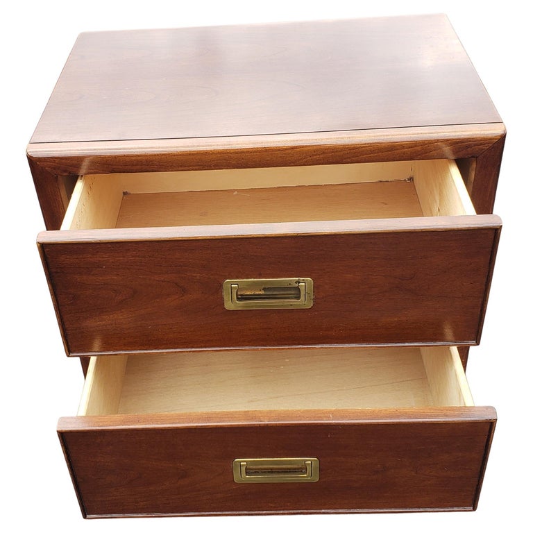 Bernhardt Cherry Campaign Style Nightstand For Sale at 1stDibs