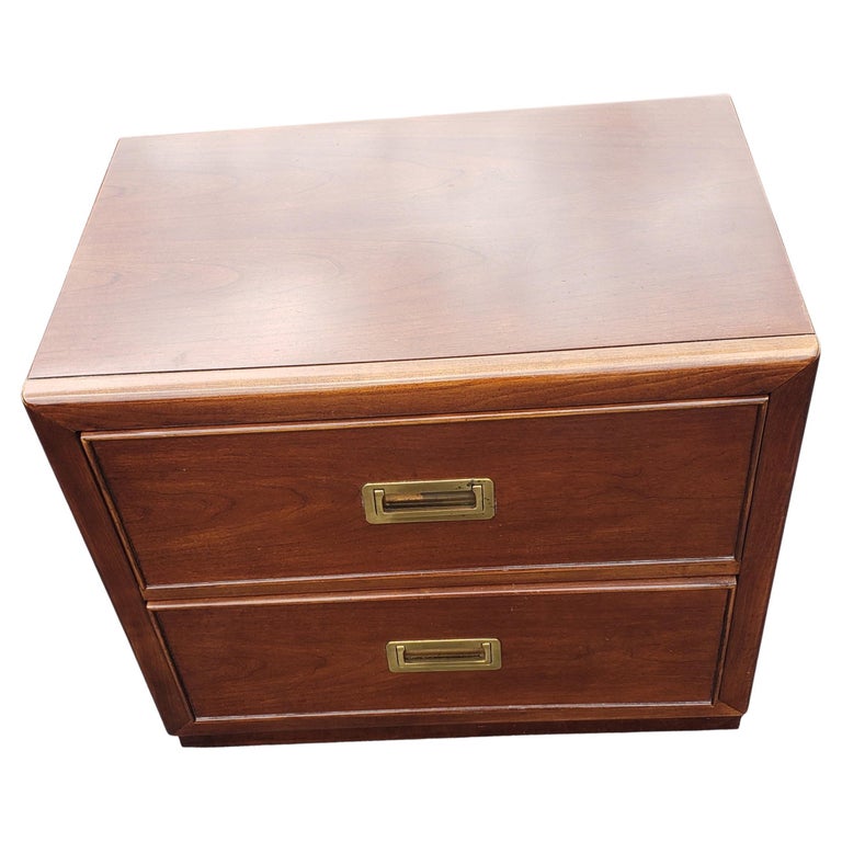 Bernhardt Cherry Campaign Style Nightstand For Sale at 1stDibs