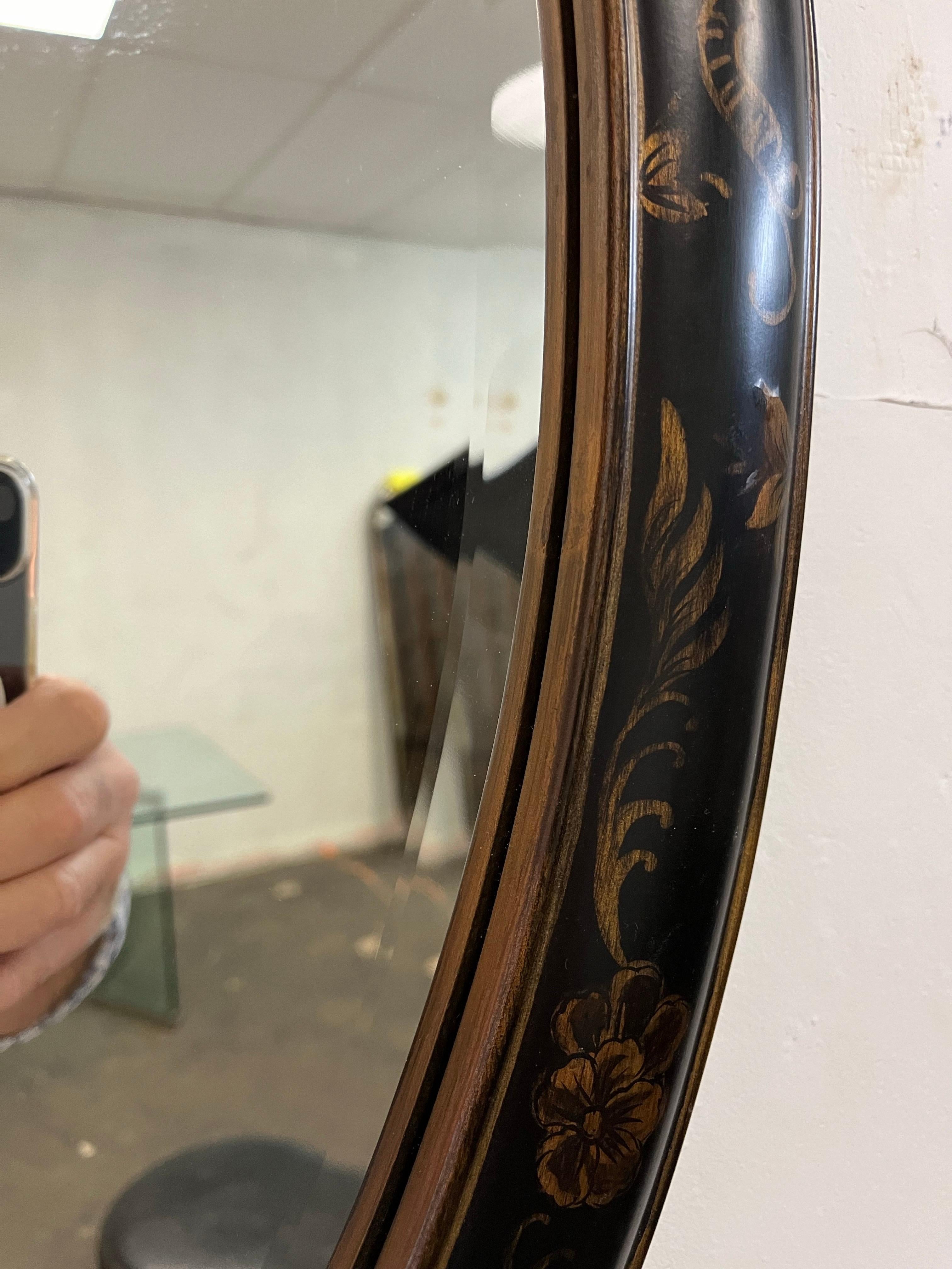 Bois Bernhardt Chinoiserie Miroir peint biseauté en vente
