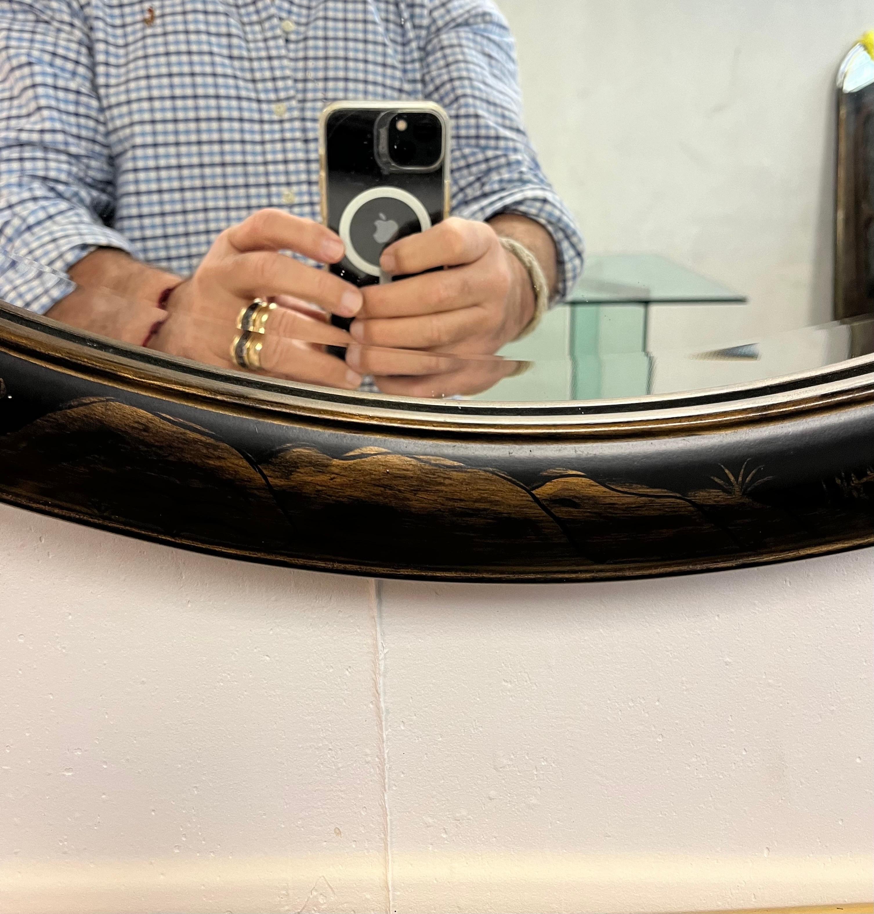 Bernhardt Chinoiserie Miroir peint biseauté en vente 1