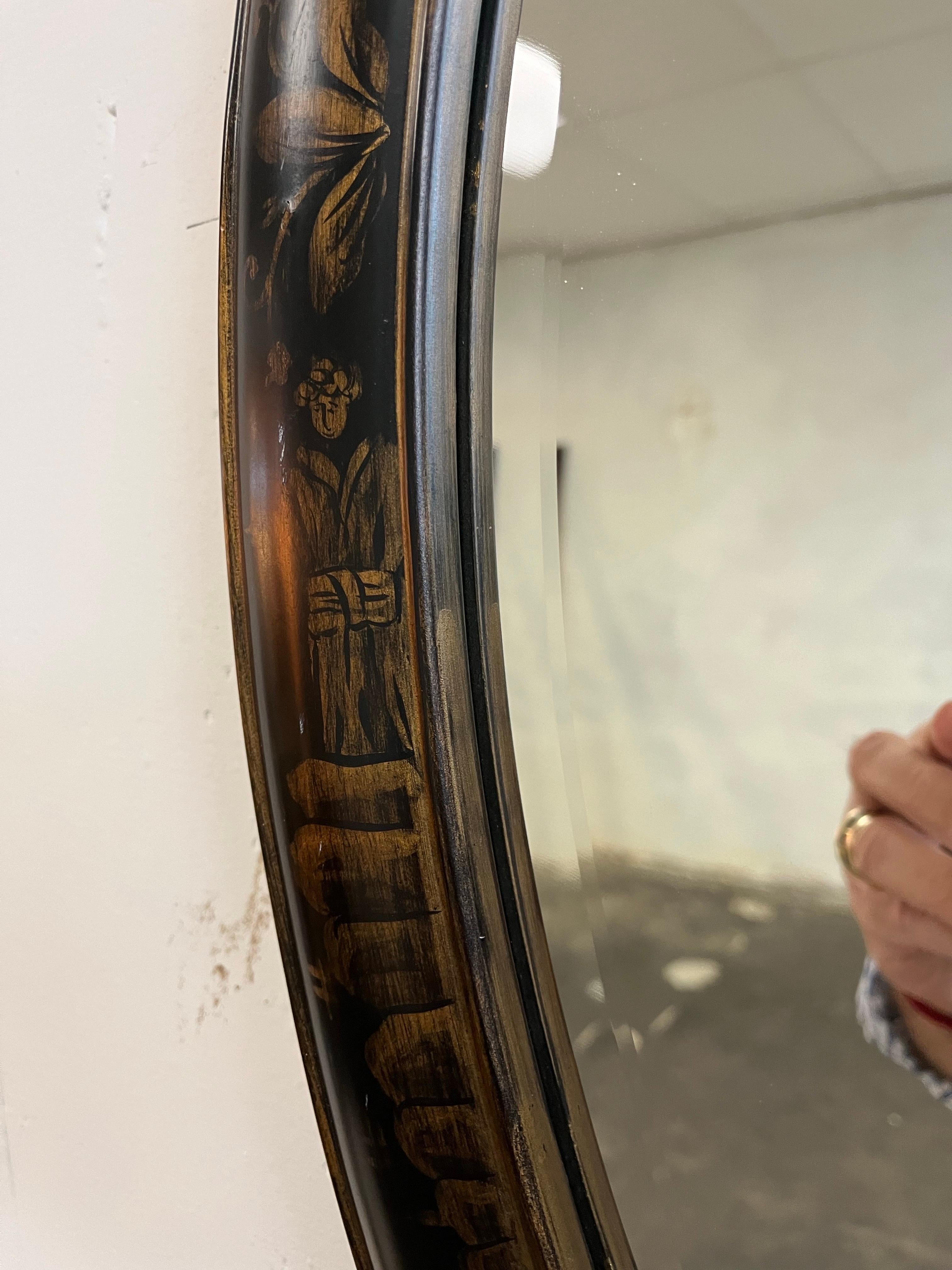 Bernhardt Chinoiserie Miroir peint biseauté en vente 2