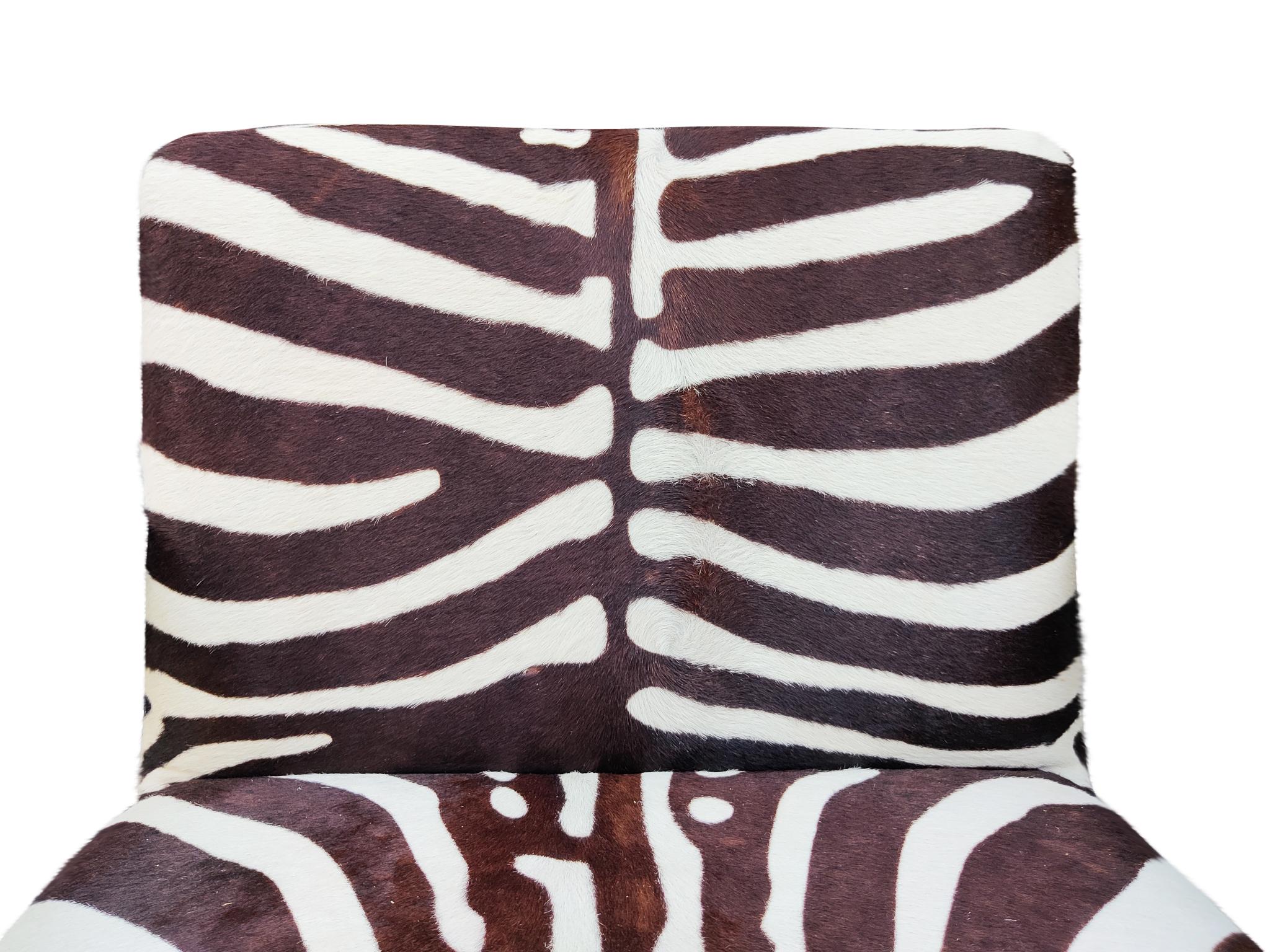 Bernhardt Connor Lounge Chair Chrome Frame Zebra Print Cowhide Upholstery For Sale 4