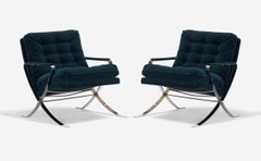 Bernhardt Flair Flat Bar Chrome Armchair Inspired by Milo Baughman, circa 1979
